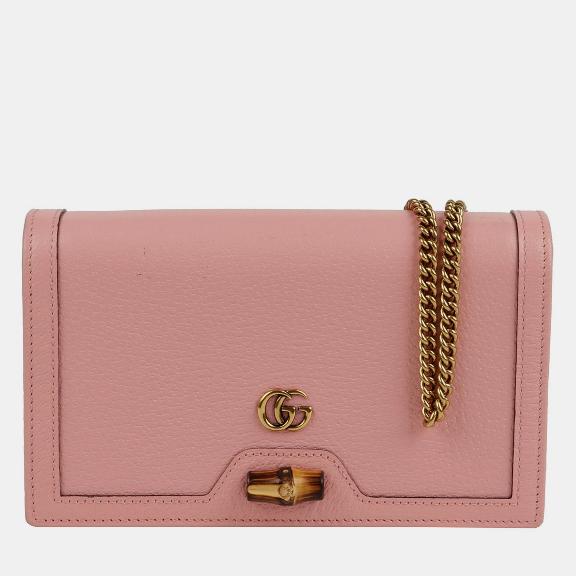 

Gucci Wild Rose Textured Dollar Calfskin Mini Diana Chain Bag, Pink