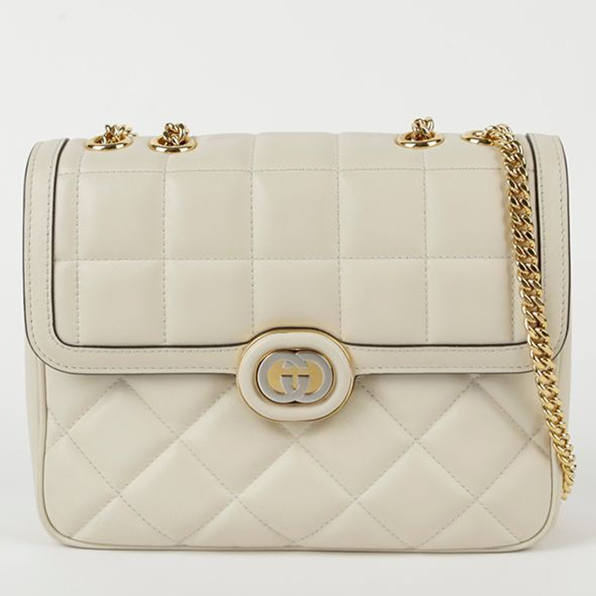 

Gucci Small Off-White Leather Deco Shoulder And Crossbag