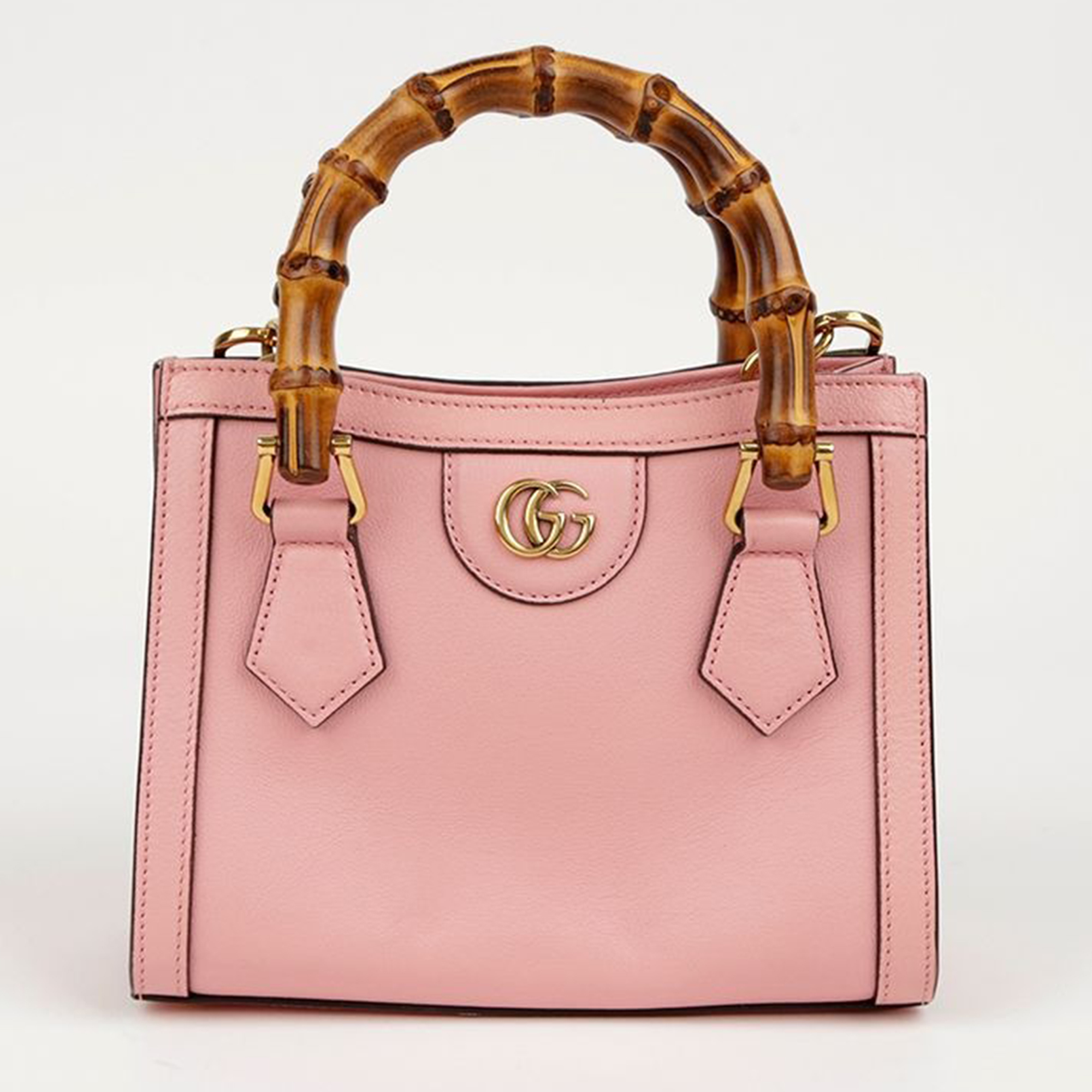 

Gucci Pink Leather Mini Diana Bamboo Tote Bag