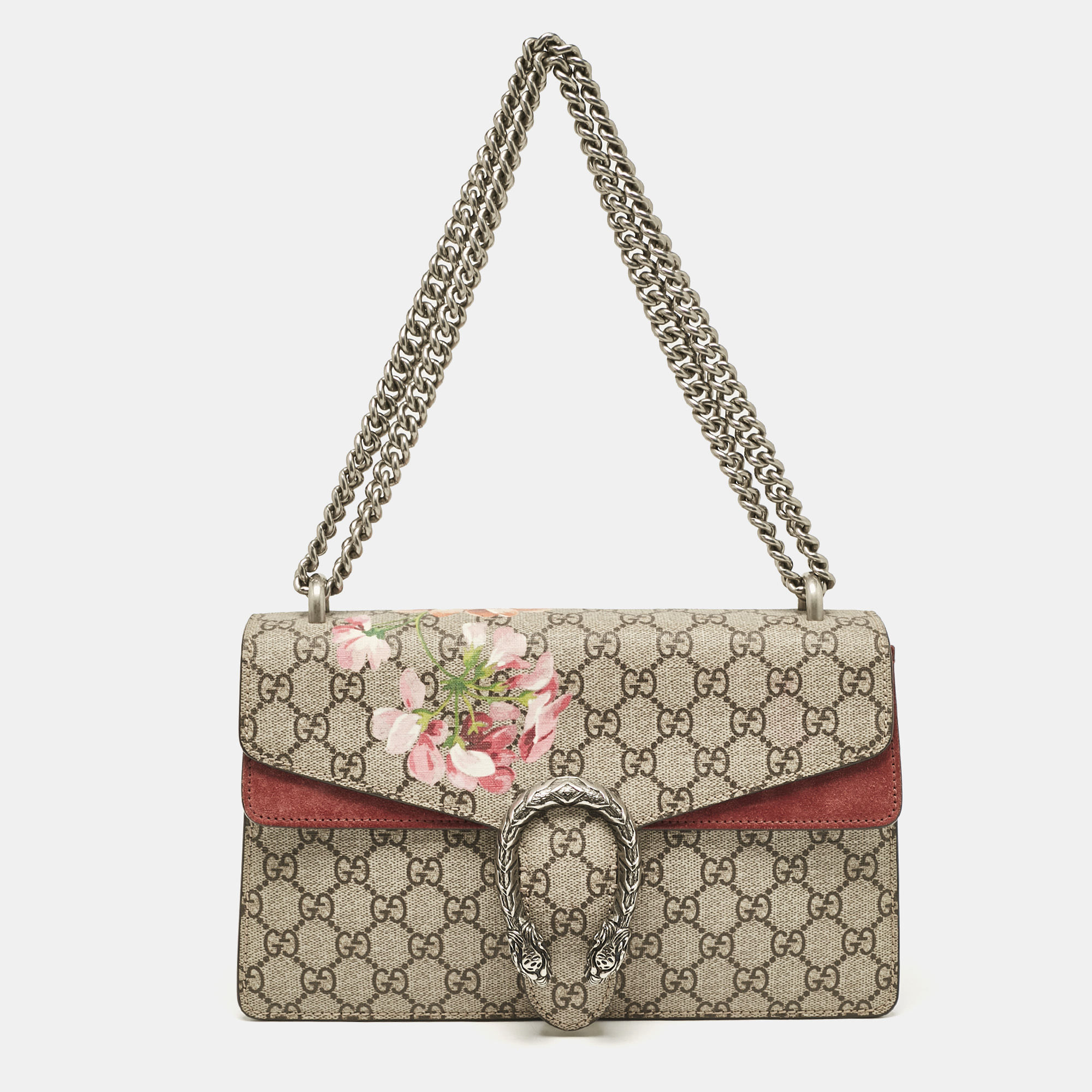 

Gucci Burgundy/Beige GG Supreme Canvas and Suede  Blooms Dionysus Shoulder Bag