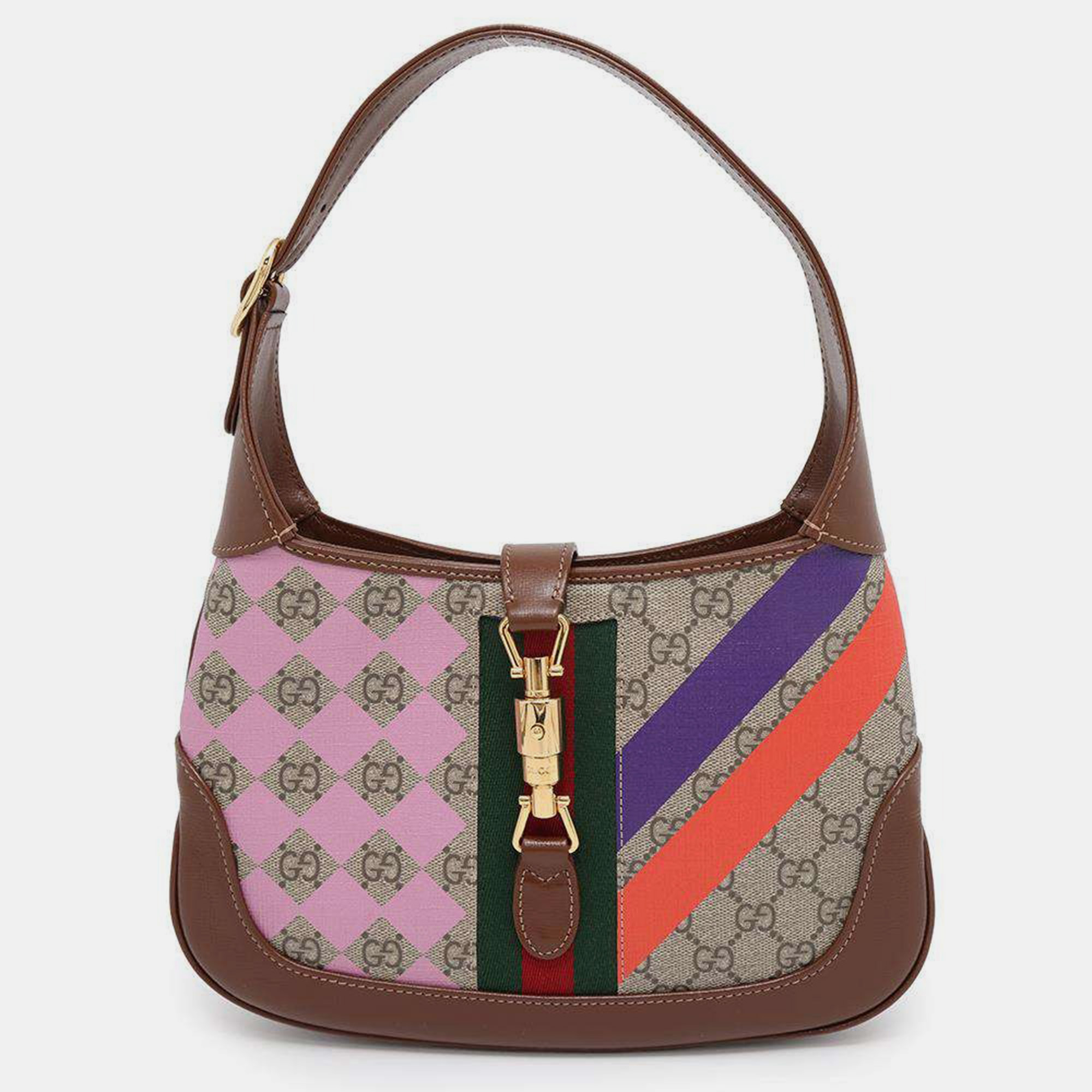 

GucciBrown/Multicolor GG Supremecanvas Leather Jackie 1961 Geometric Print Small Shoulder Bag