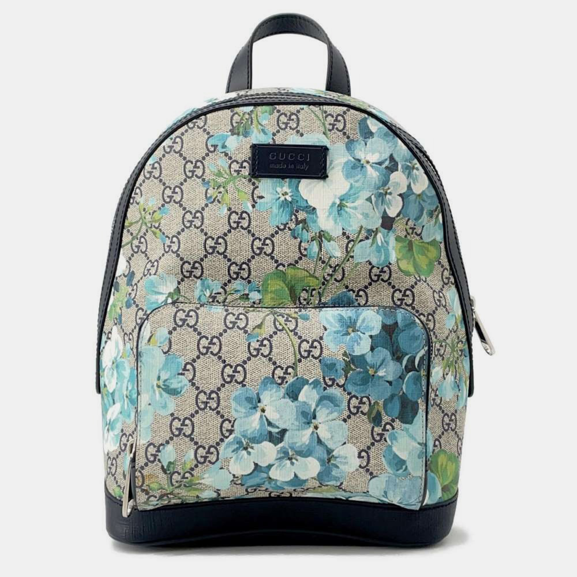 

Gucci Beige/Blue GG Supreme Canvas Leather Blooms Backpack