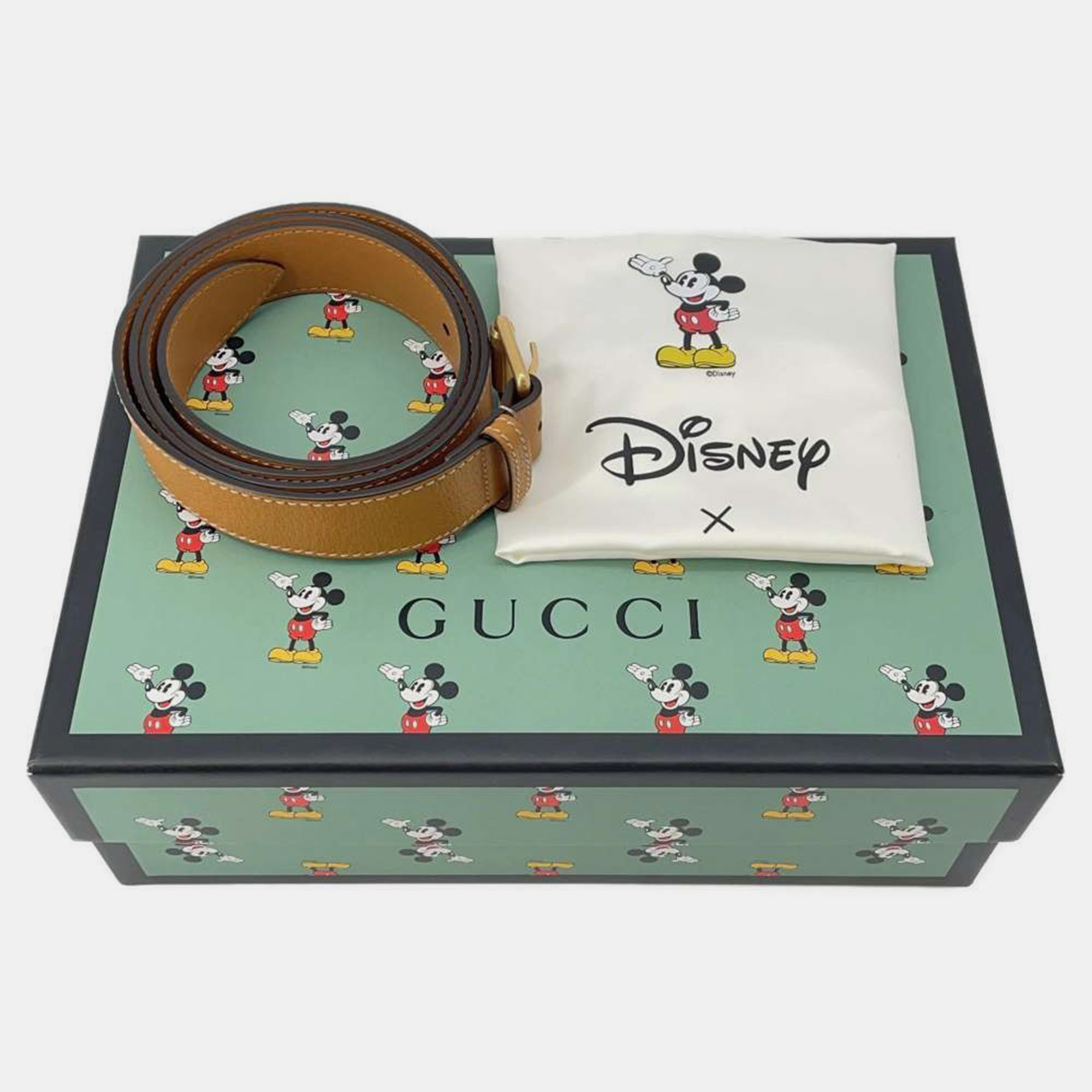 Gucci Gucci X Disney Mini Gg Supreme Beige Leather Mini Gg Supremecanvas Waist Pouch 
