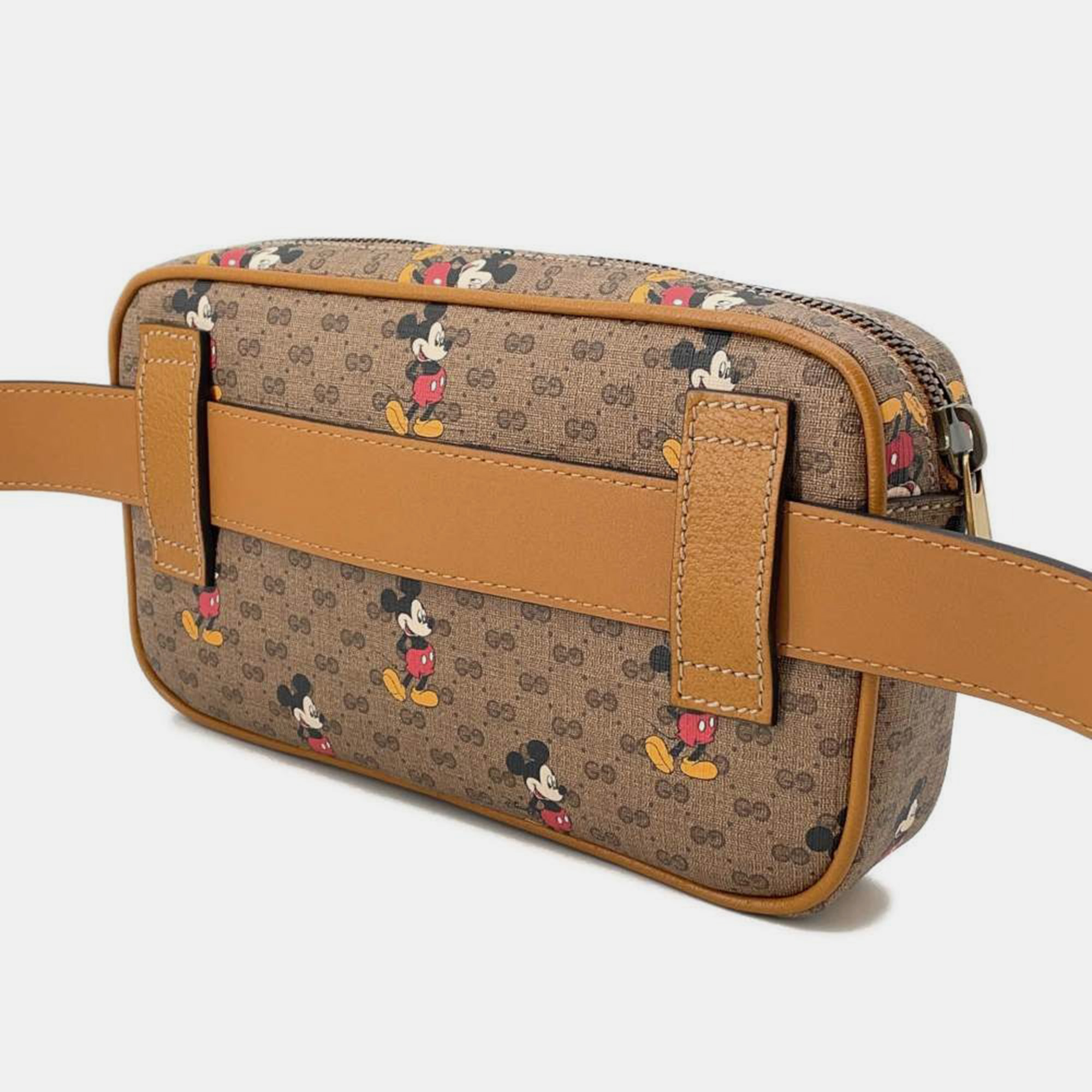 Gucci Gucci X Disney Mini Gg Supreme Beige Leather Mini Gg Supremecanvas Waist Pouch 