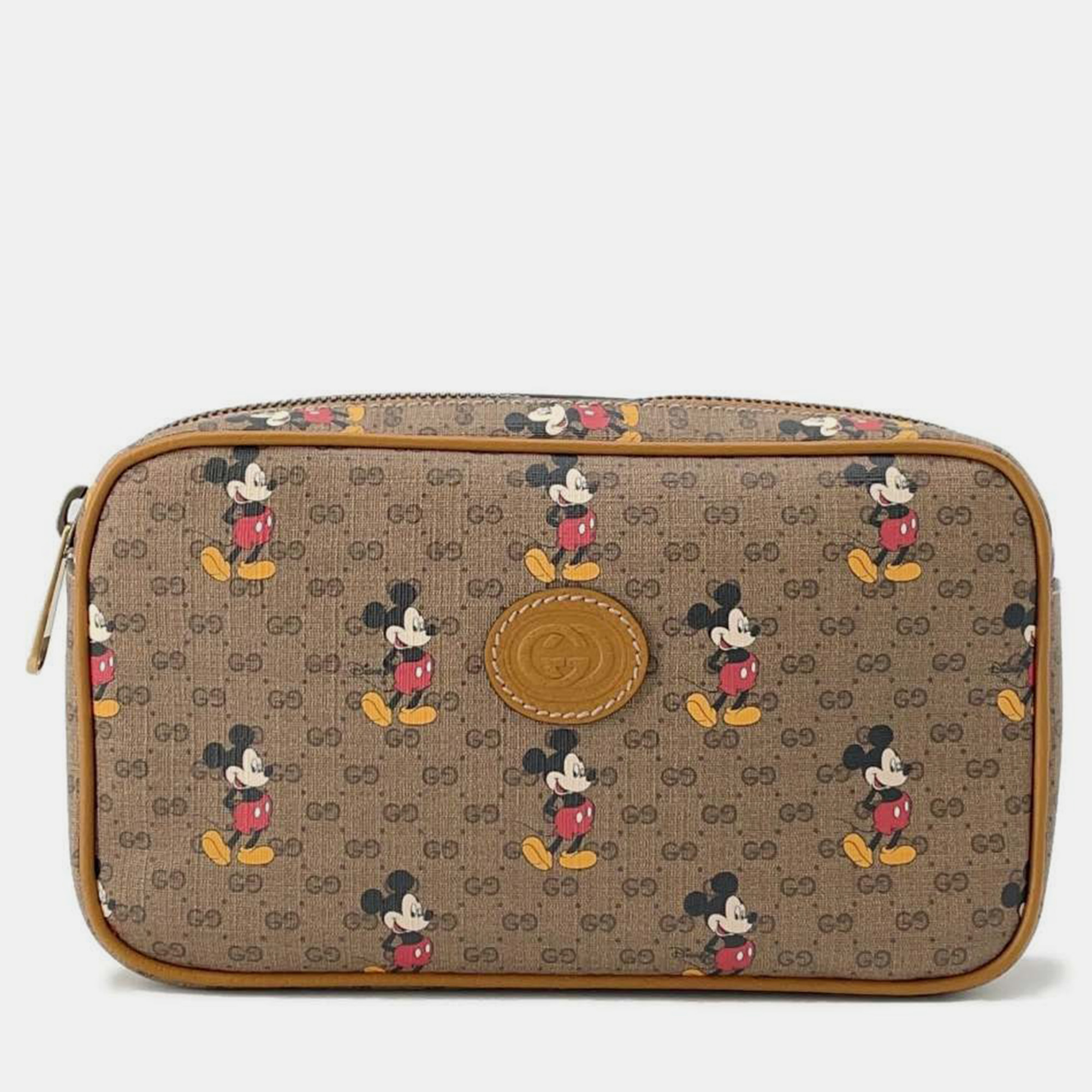 

Gucci Gucci X Disney Mini Gg Supreme Beige Leather Mini Gg Supremecanvas Waist Pouch