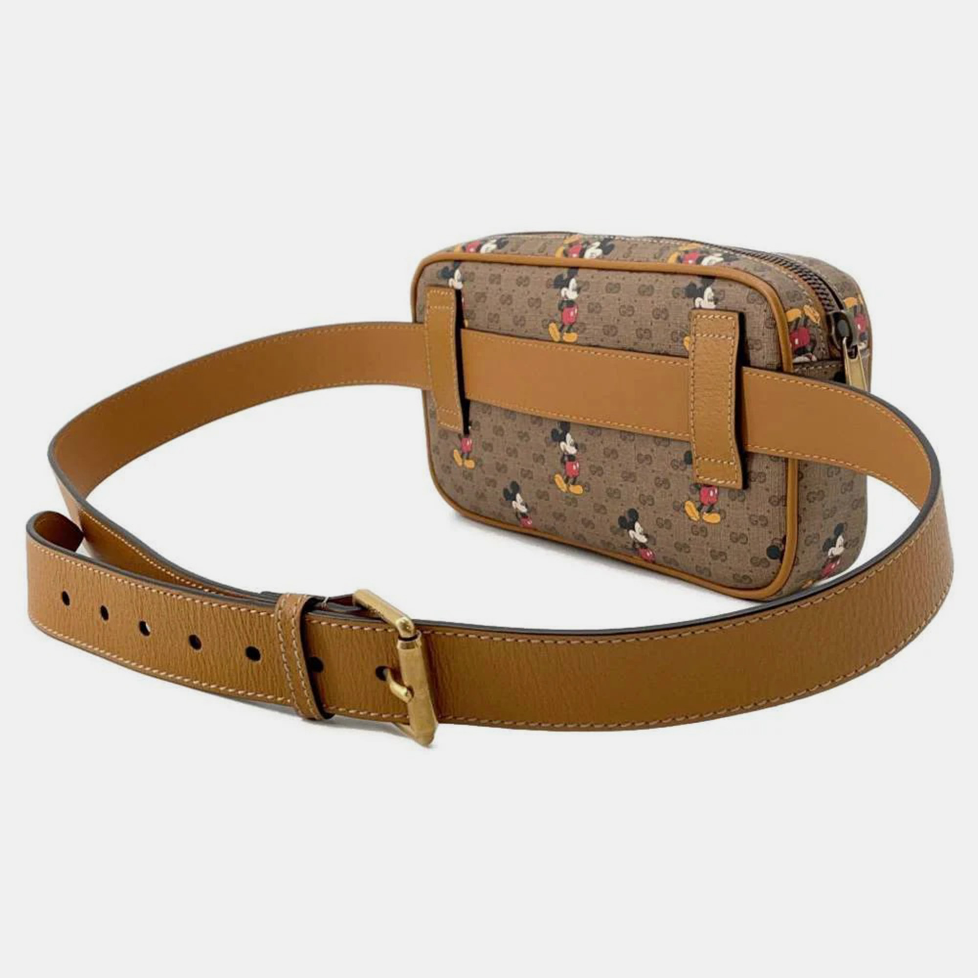 Gucci Gucci X Disney Mini Gg Supreme Beige Leather Mini Gg Supremecanvas Waist Pouch 