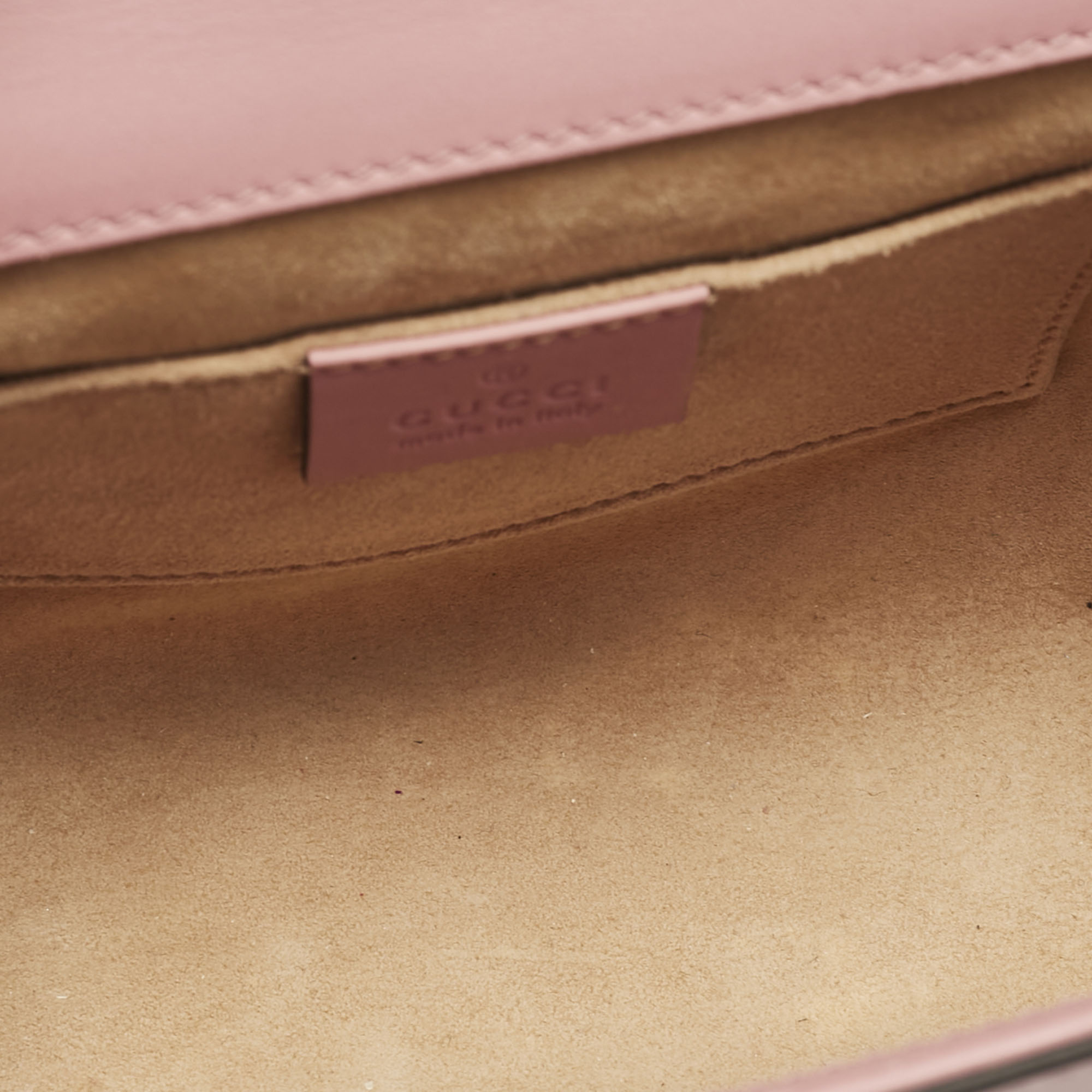 Gucci Old Rose Leather Small Pearl Studded Padlock Shoulder Bag 