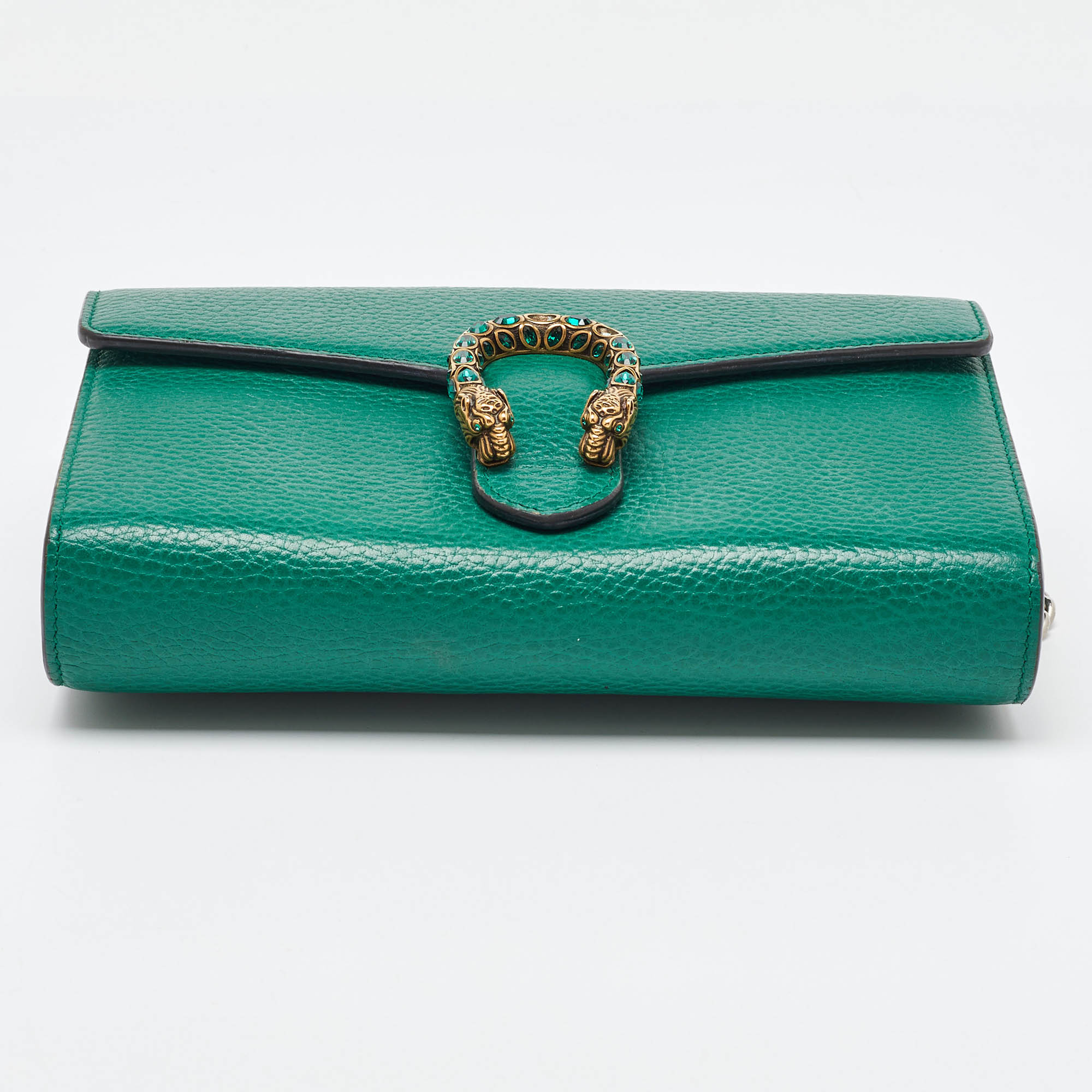 Gucci Green Leather Dionysus Mini Wallet on Chain 