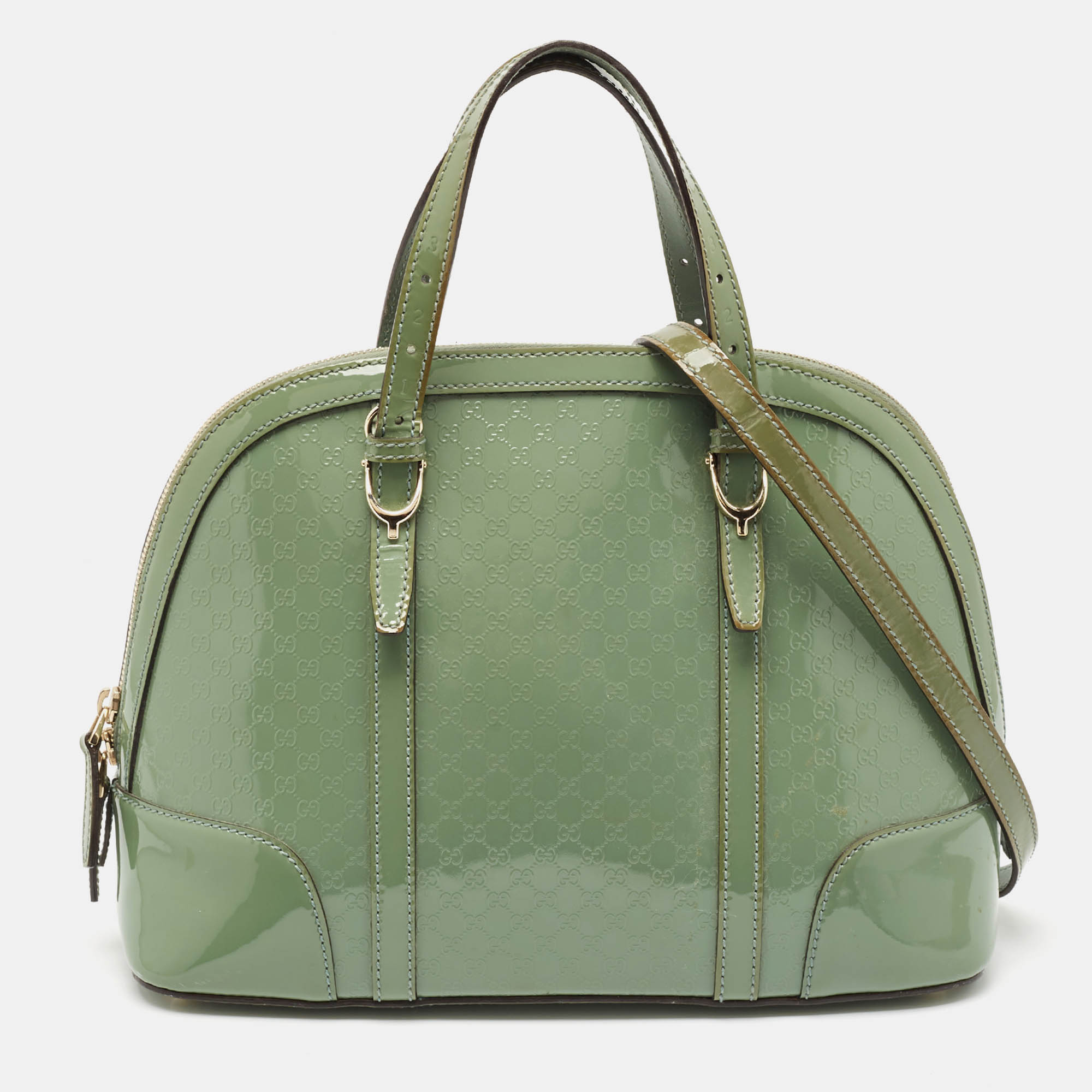 

Gucci Green Micro Gussiccima Patent Leather  Nice Dome Satchel