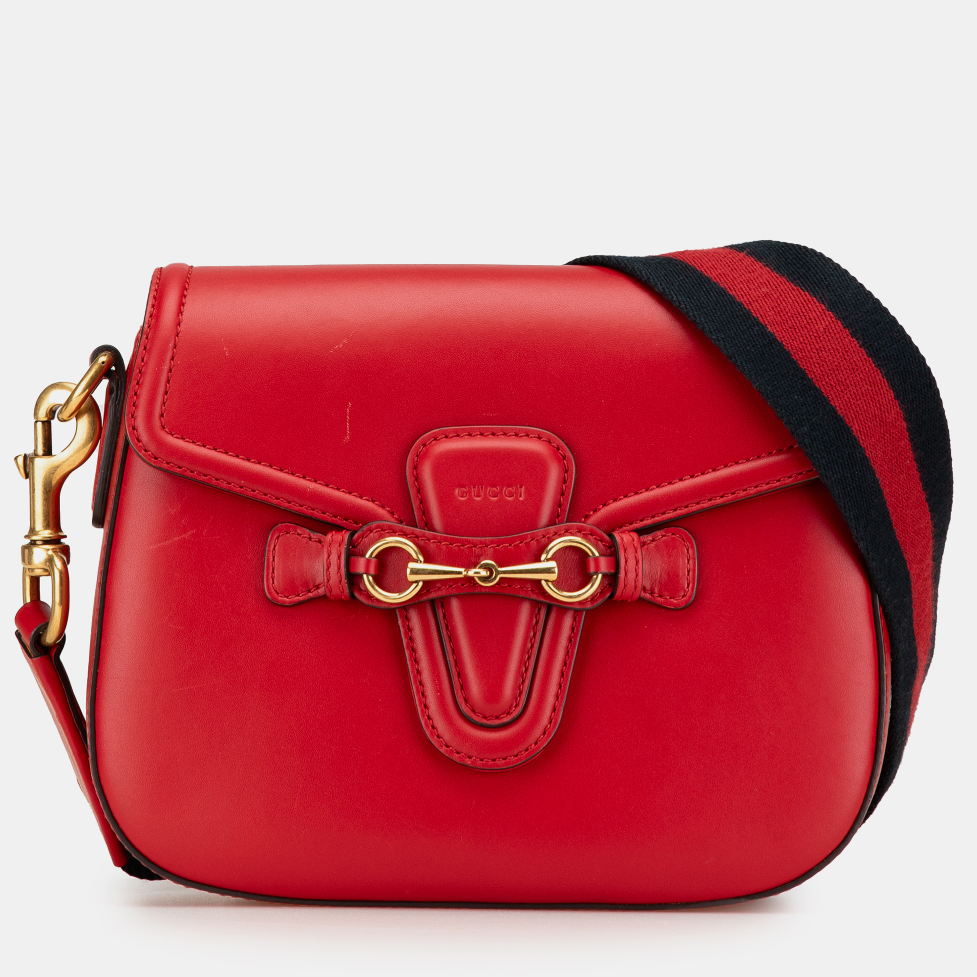 

Gucci Red Medium Leather Lady Web Crossbody