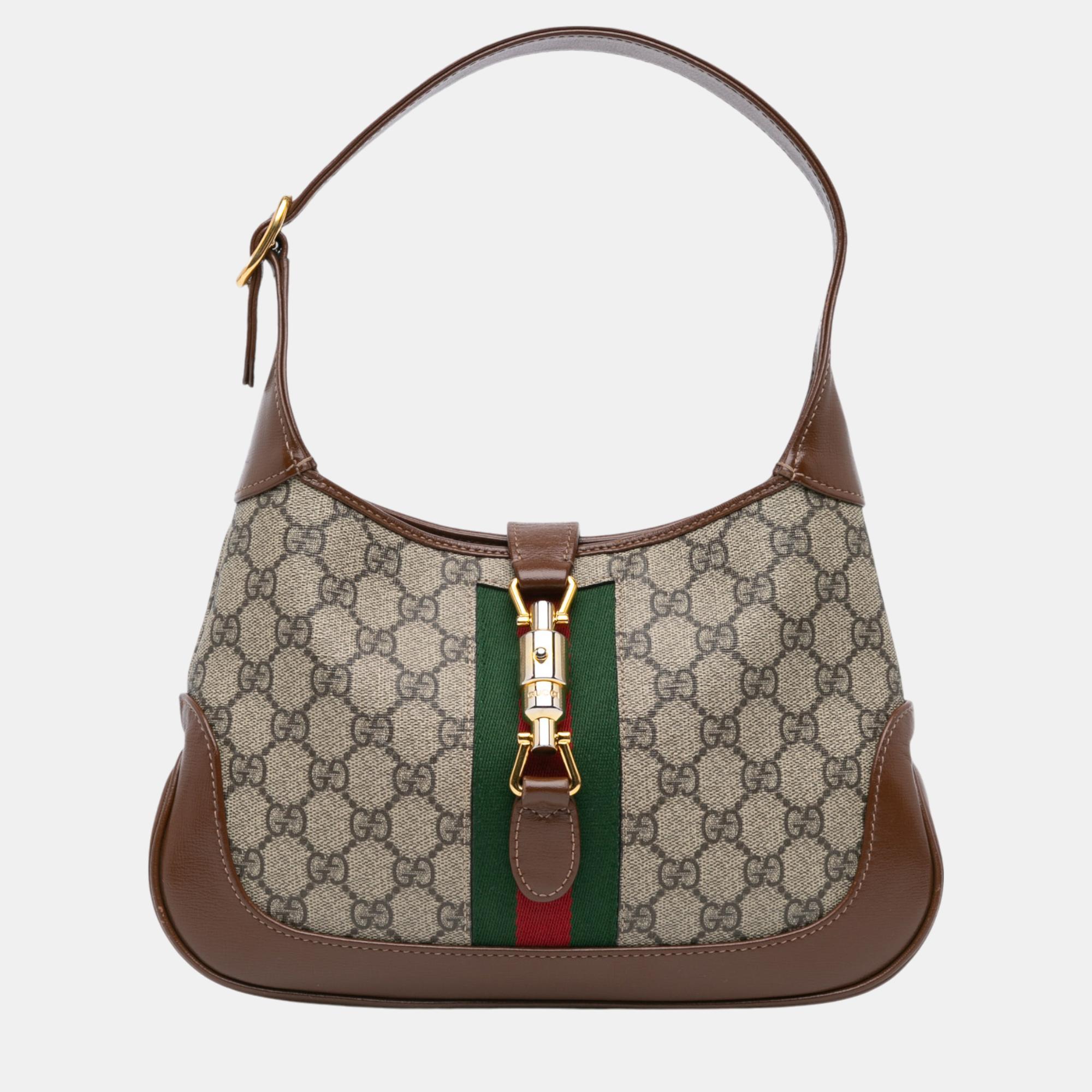 

Gucci Beige/Brown Small GG Supreme Canvas Jackie 1961 Crossbody Bag