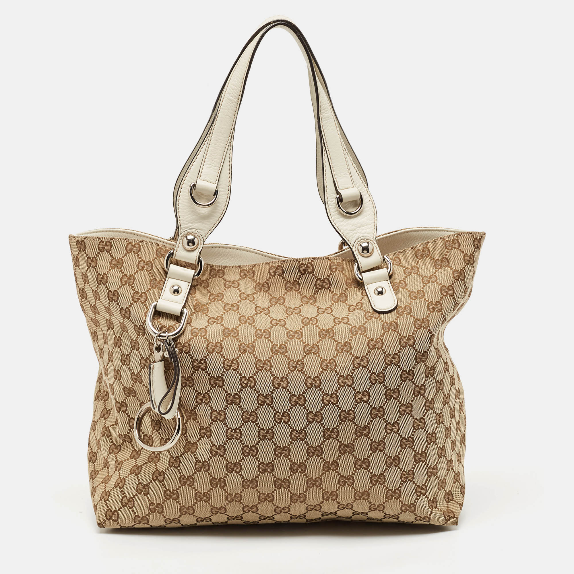 

Gucci White/Beige GG Canvas  Icon Bit Tote