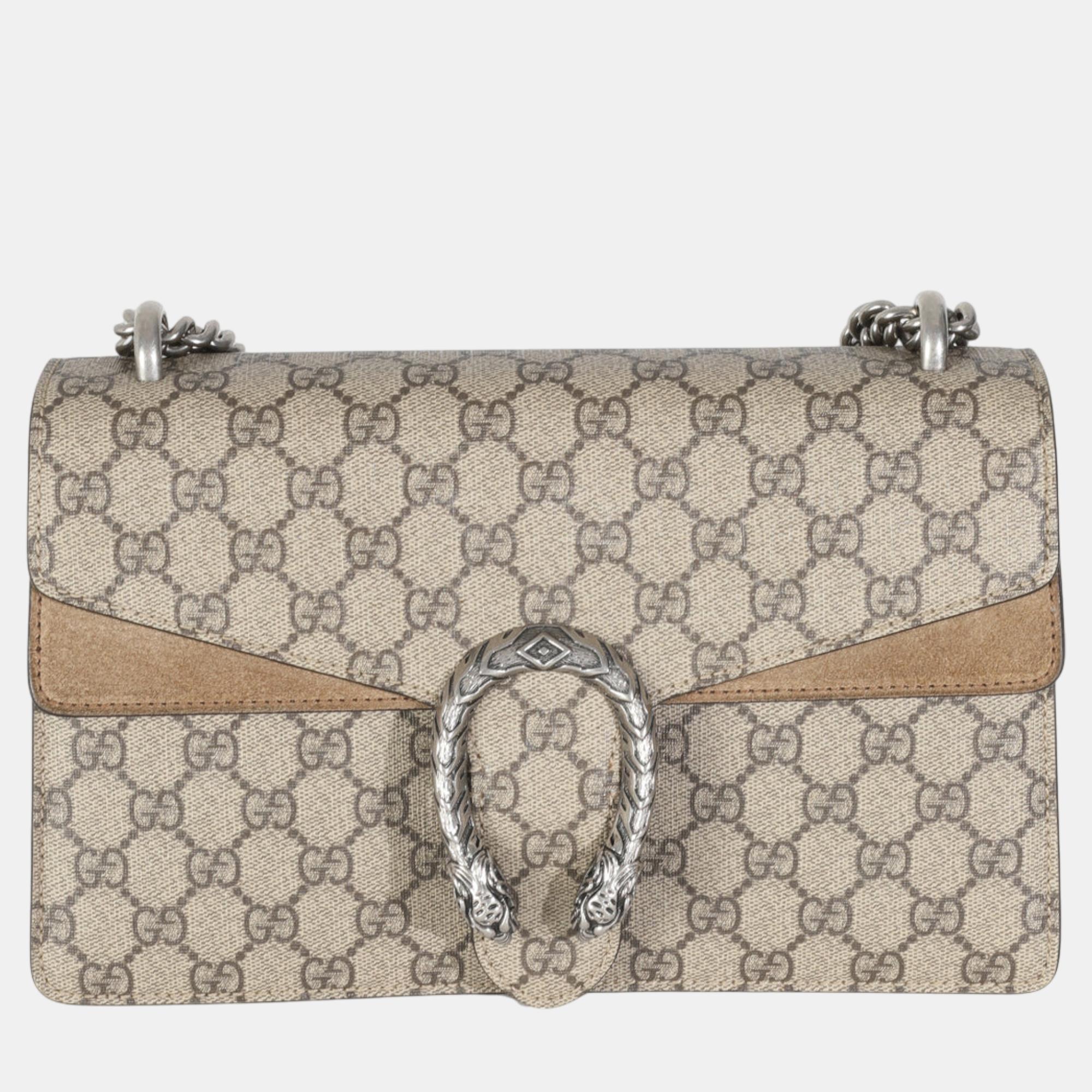 

Gucci Beige GG Supreme Canvas Small Dionysus Chain Bag