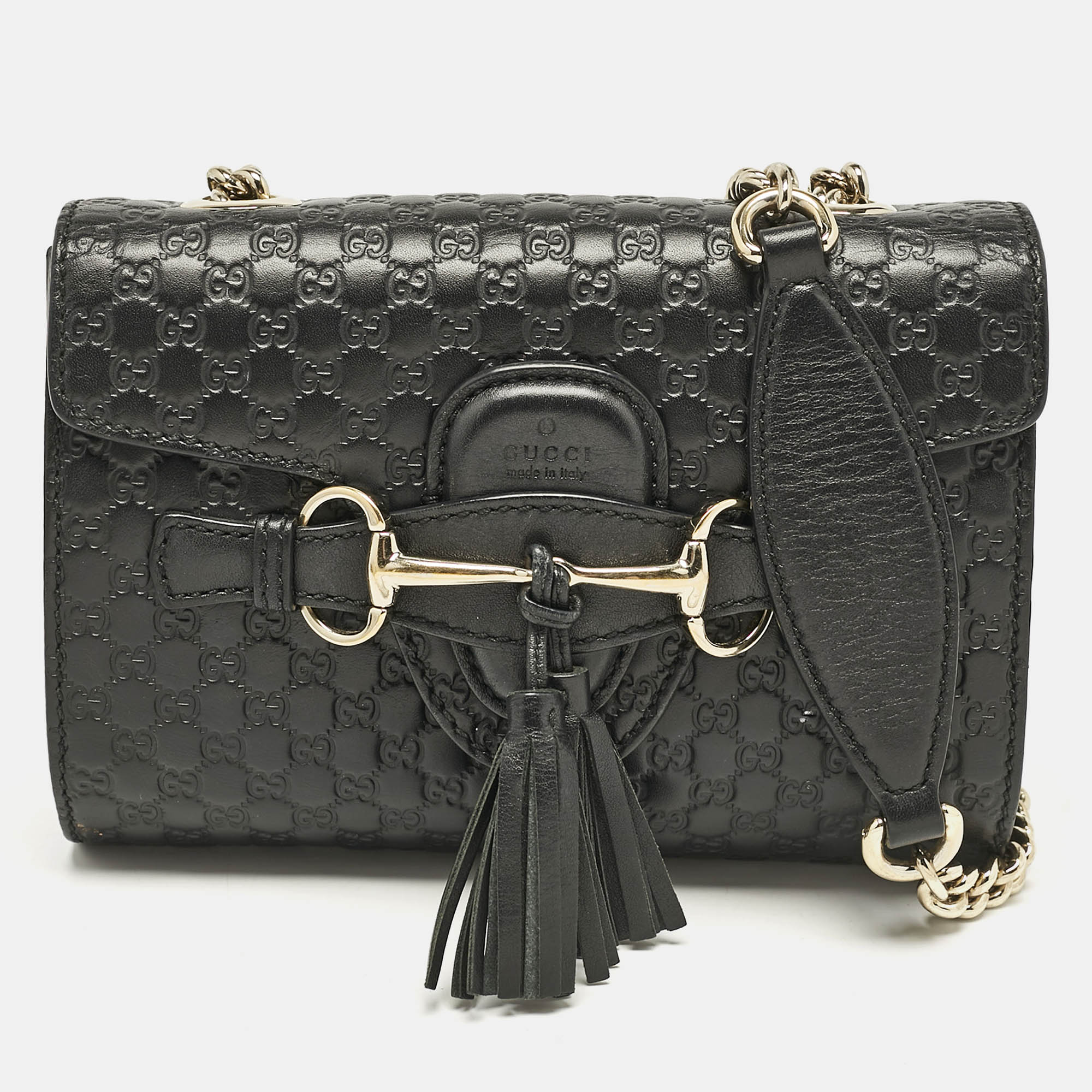 

Gucci Black Micro Guccissima Leather Mini Emily Chain Shoulder Bag