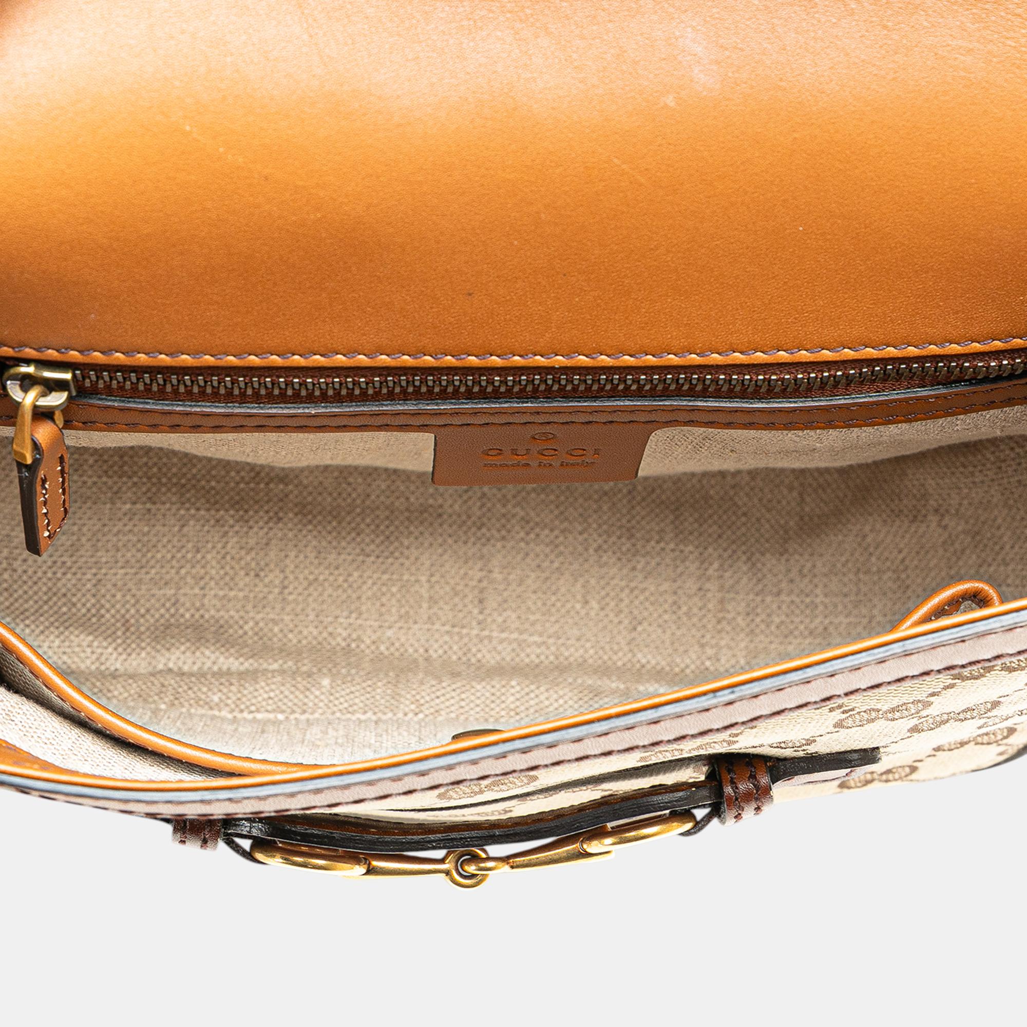 Gucci Brown Medium GG Canvas Lady Web Crossbody Bag 