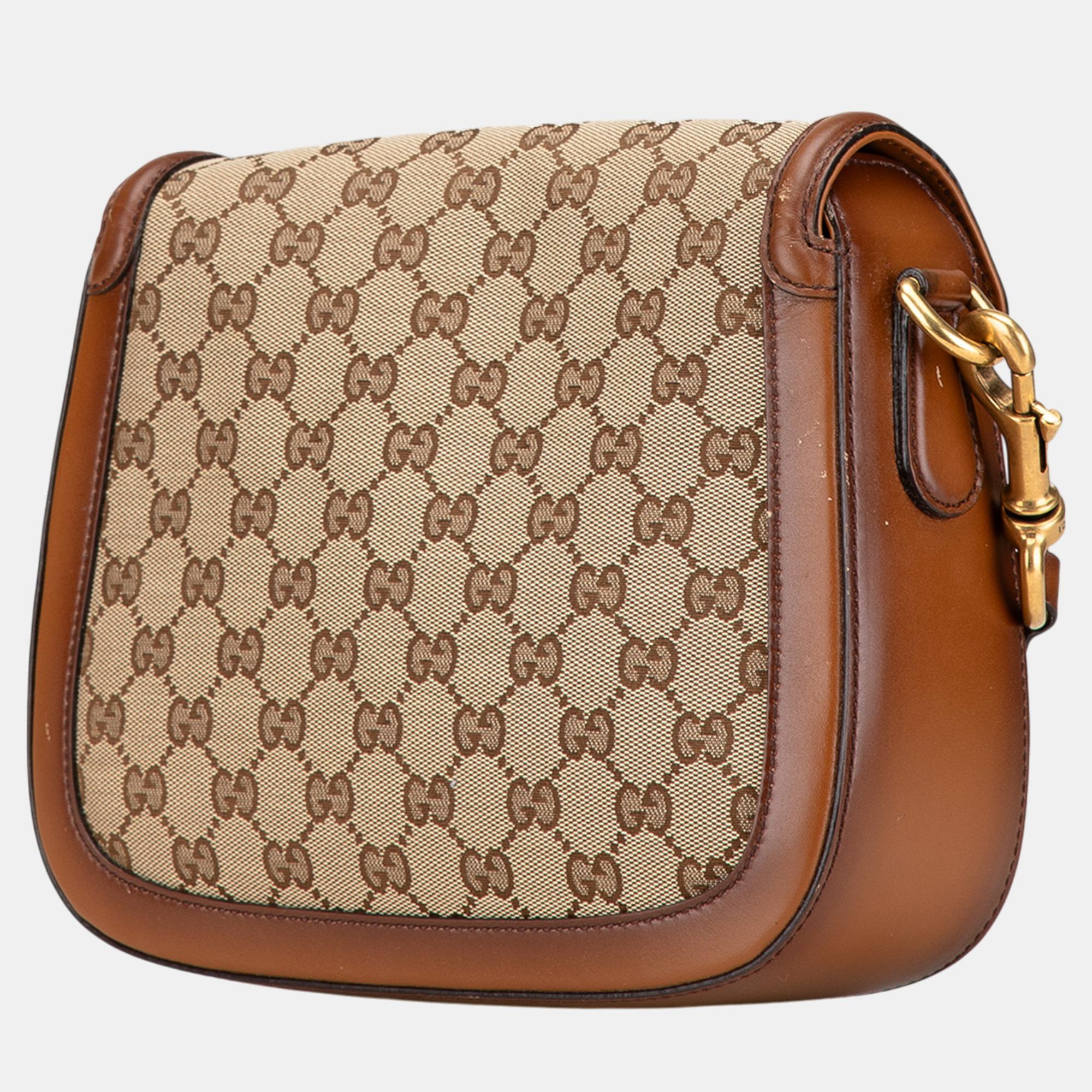 Gucci Brown Medium GG Canvas Lady Web Crossbody Bag 