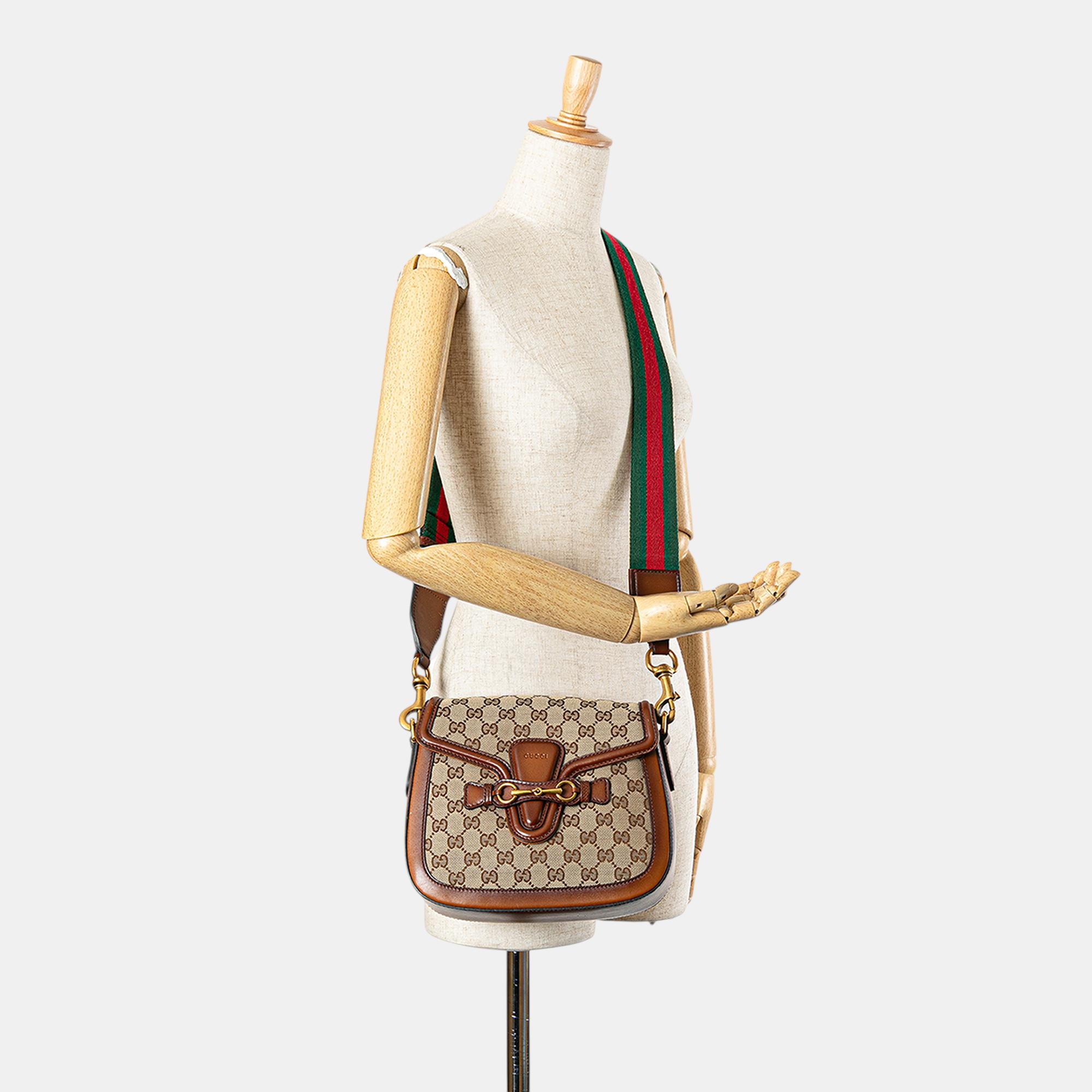 Gucci Brown Medium GG Canvas Lady Web Crossbody Bag 
