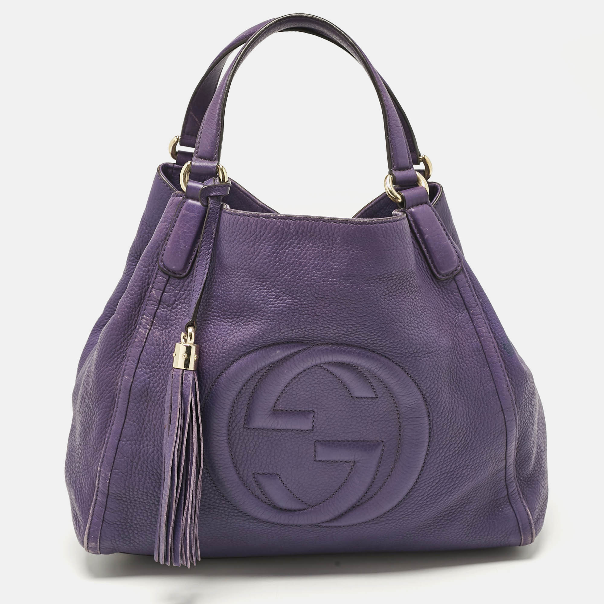 

Gucci Purple Leather Soho Tassel Tote