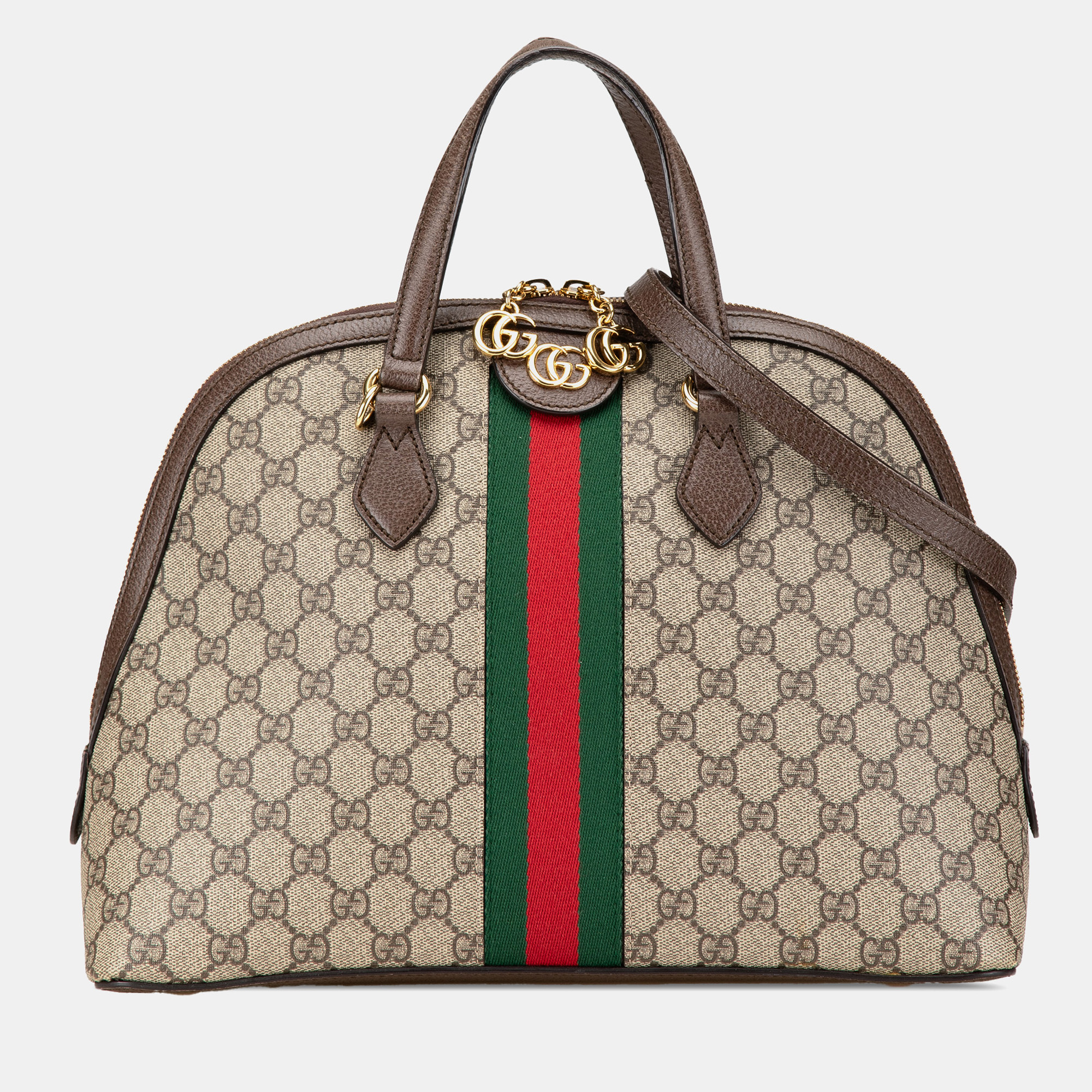 

Gucci Brown Medium GG Supreme Ophidia Web Satchel