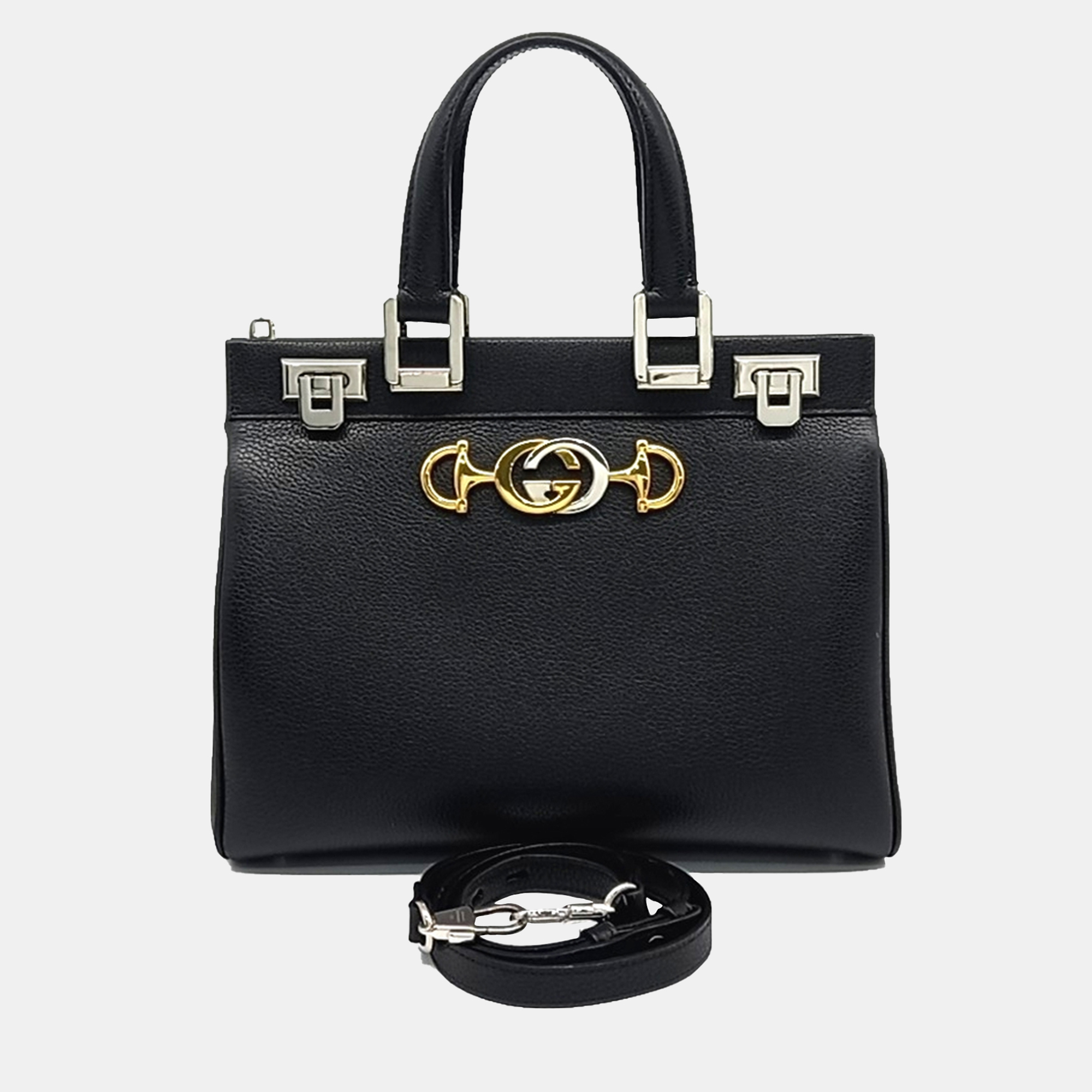 

Gucci Black Leather Zumi Top Handle Small Bag