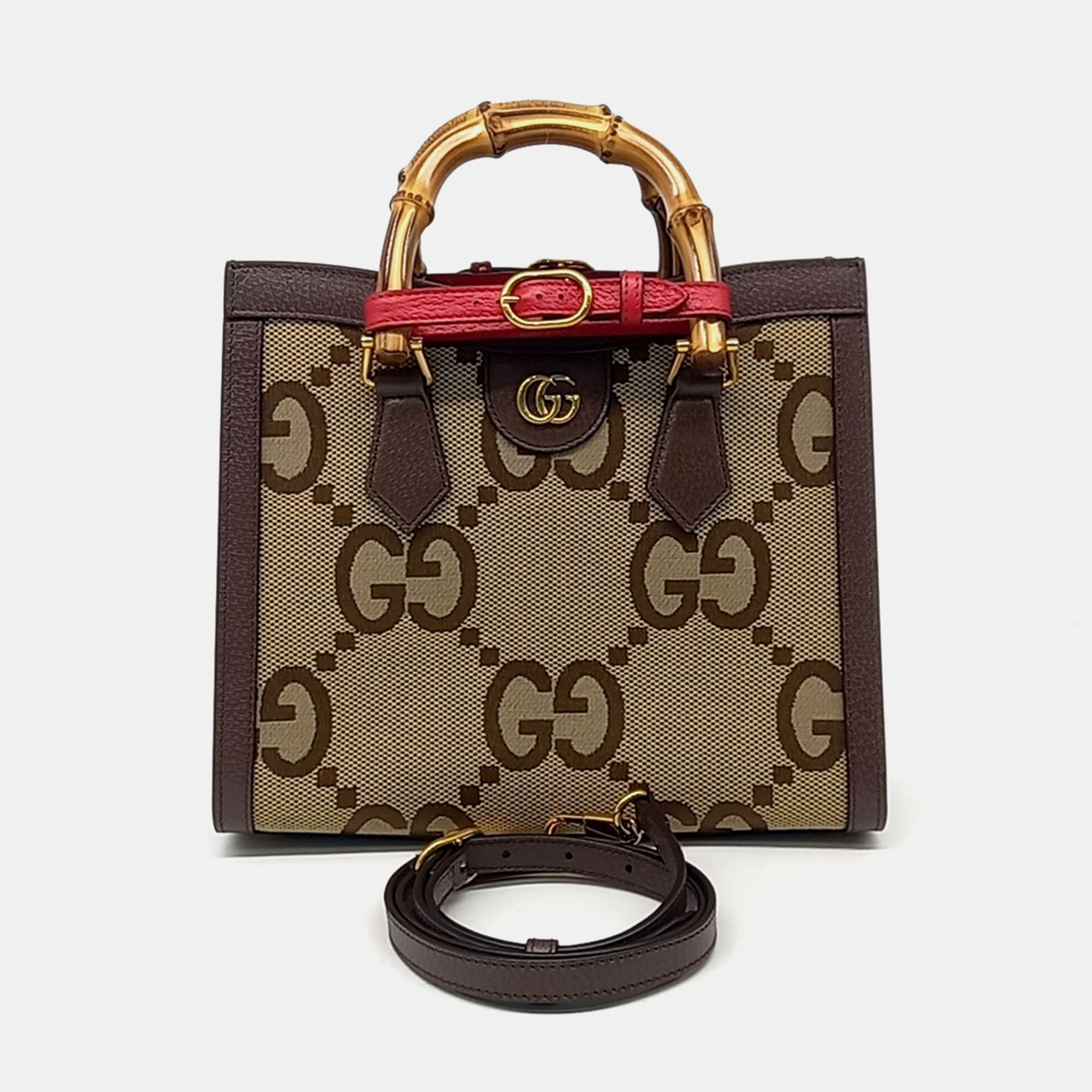 

Gucci Beige Brown Coated Canvas and Leather Diana Bamboo Tote Bag Small