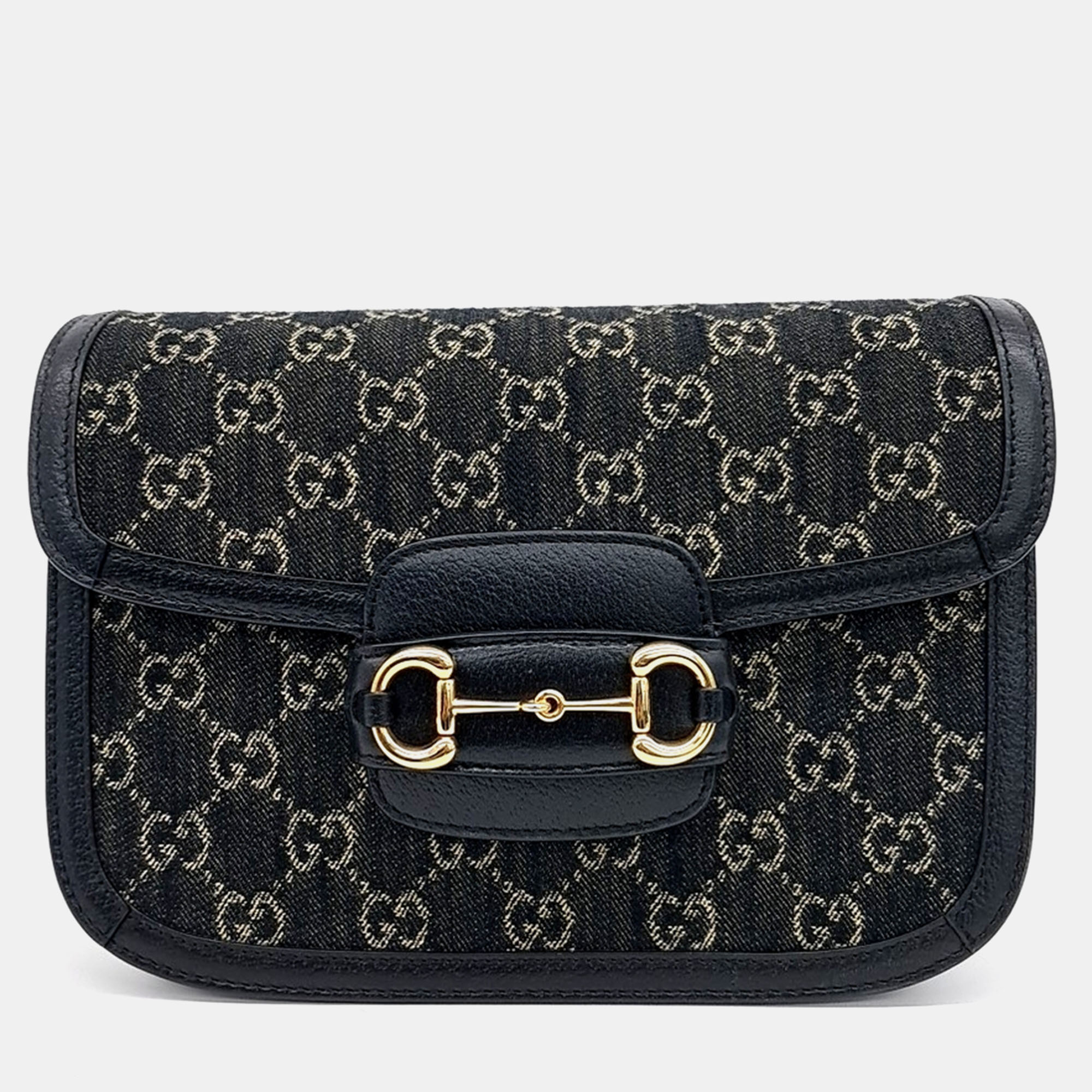 

Gucci Black Fabric and Leather 1955 Horsebit Shoulder Bag