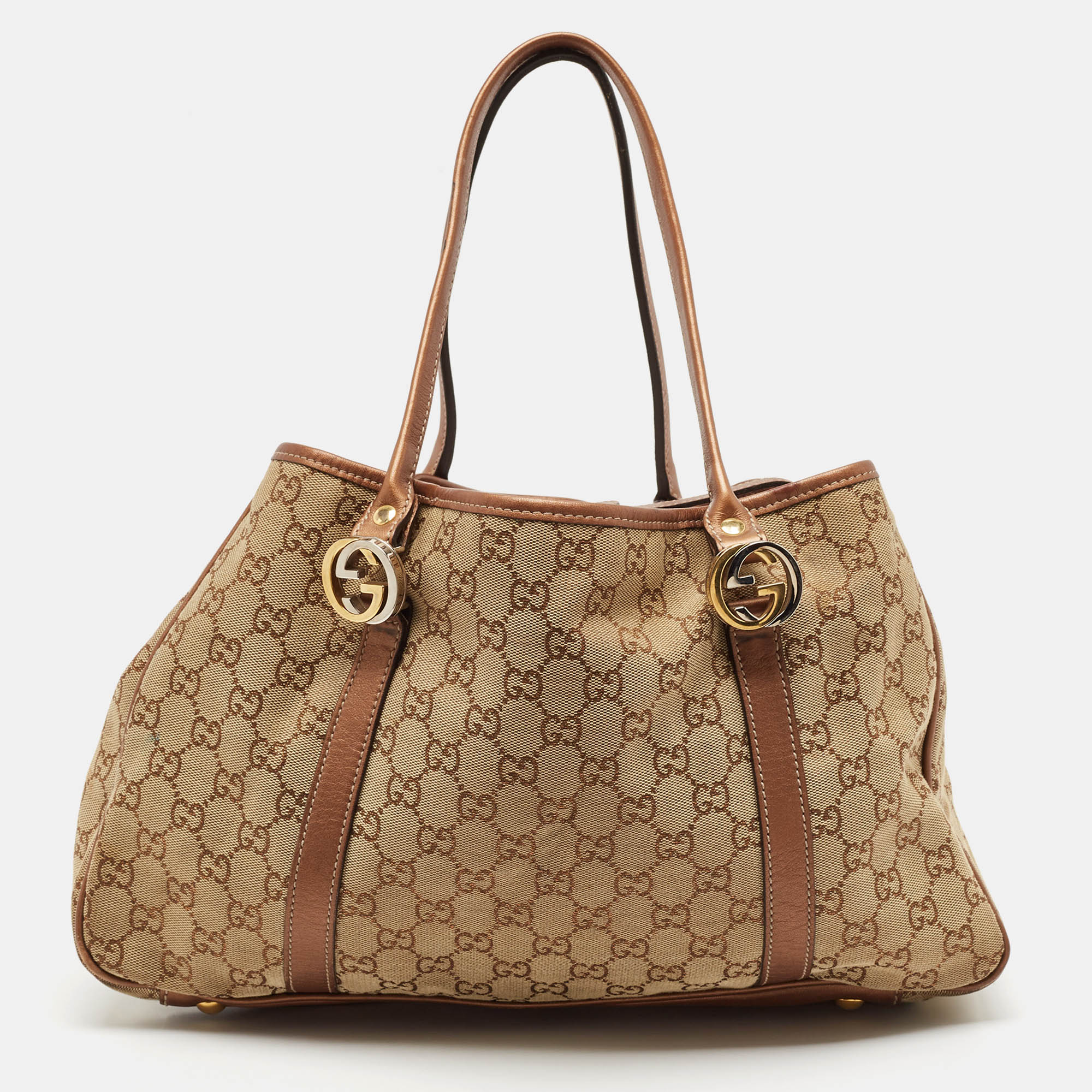 

Gucci Bronze/Beige GG Canvas  GG Twins Tote, Metallic