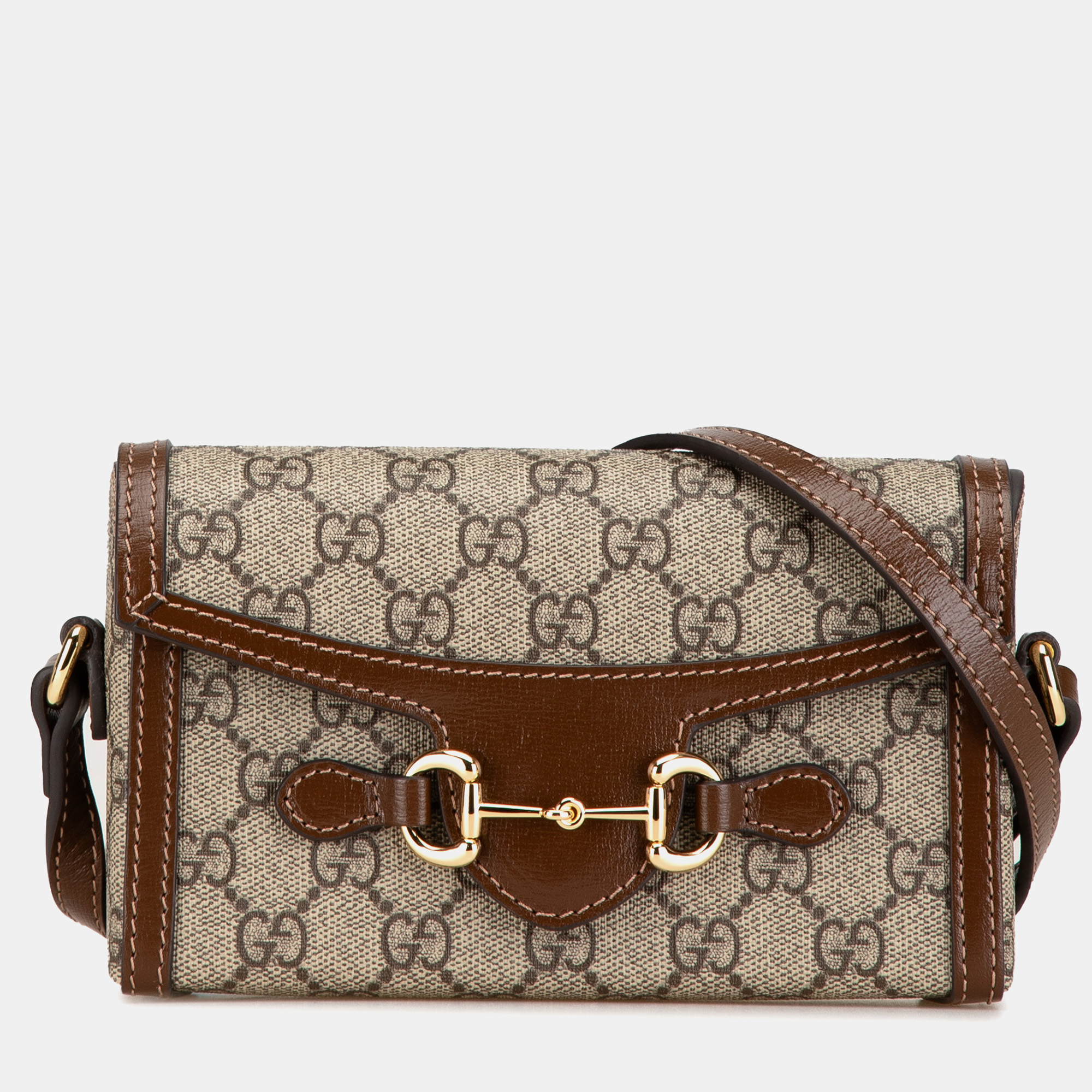 

Gucci Brown Mini GG Supreme Horsebit 1955 Crossbody