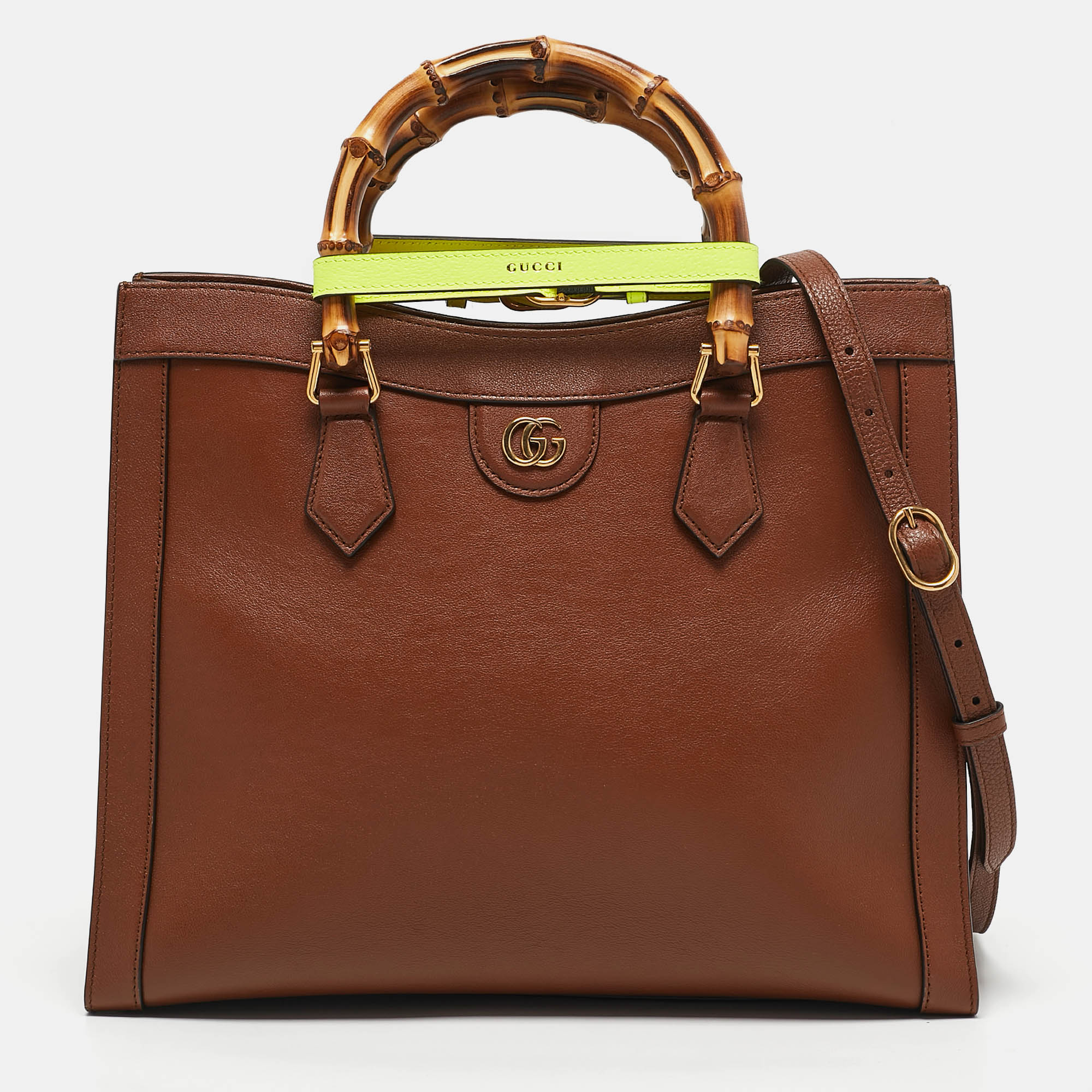 

Gucci Brown Leather  Bamboo Diana Tote