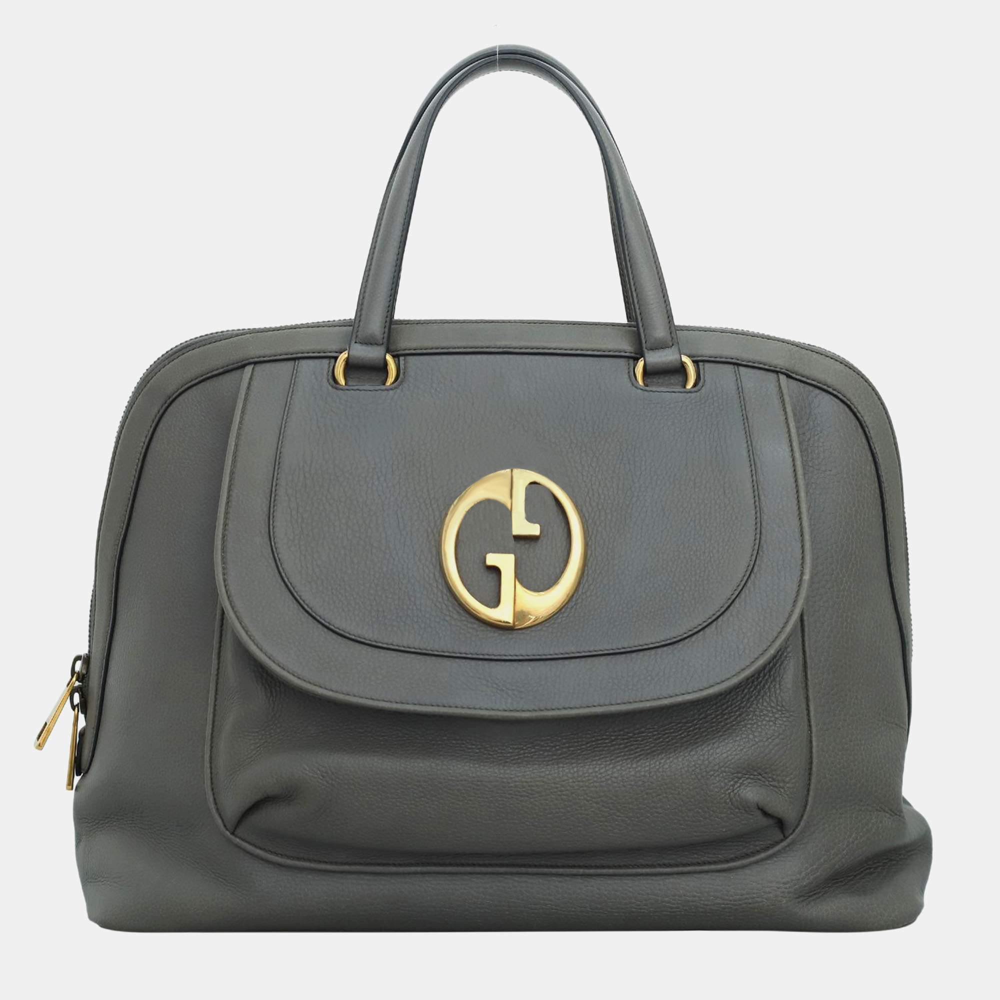 

Gucci Grey Leather 1973 Top Handle Oversized Travel Bag