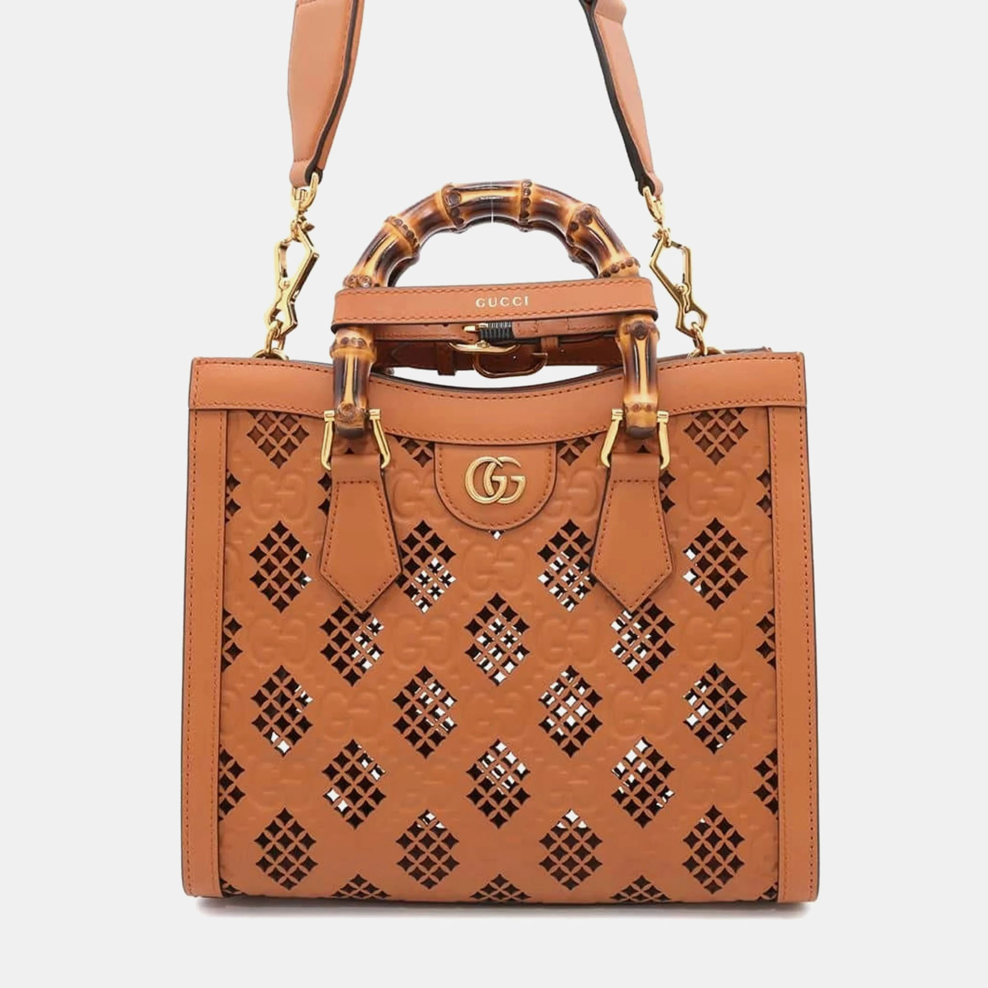 

Gucci Brown Leather Diana Small Bamboo Tote Bag