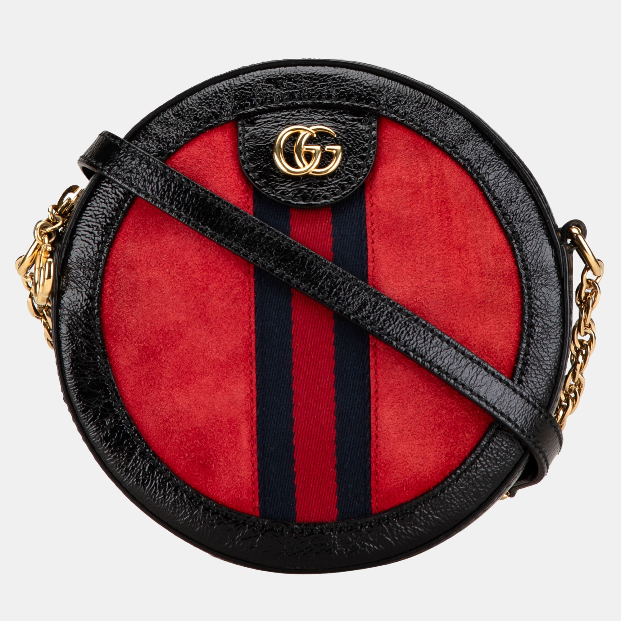 

Gucci Red Mini Suede Round Ophidia Crossbody