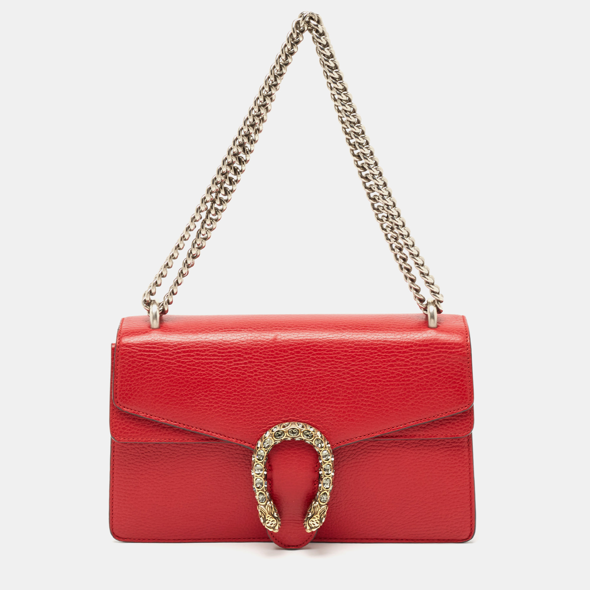 

Gucci Red Leather  Dionysus Crystals Shoulder Bag