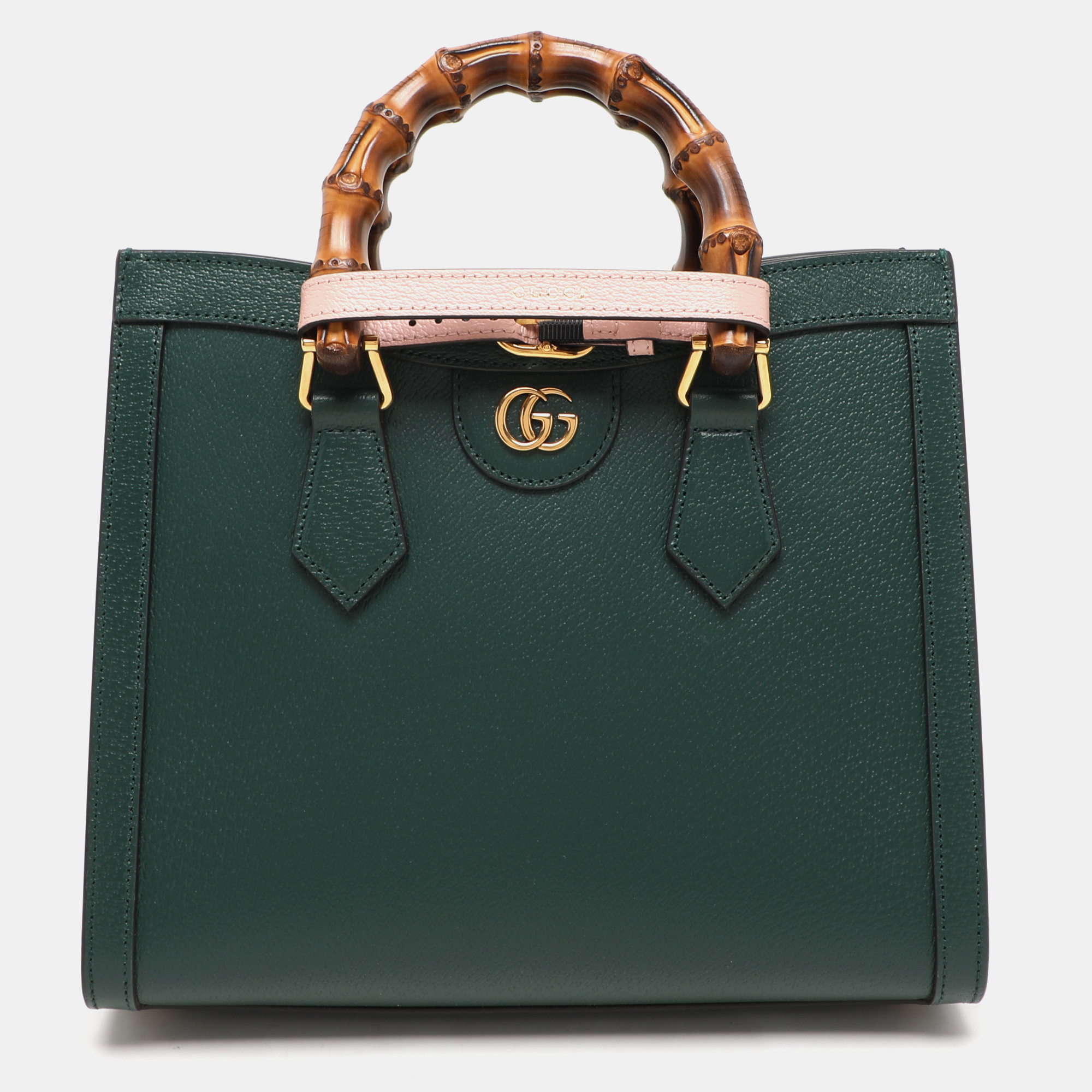 

Gucci Green Leather  Bamboo Diana Tote