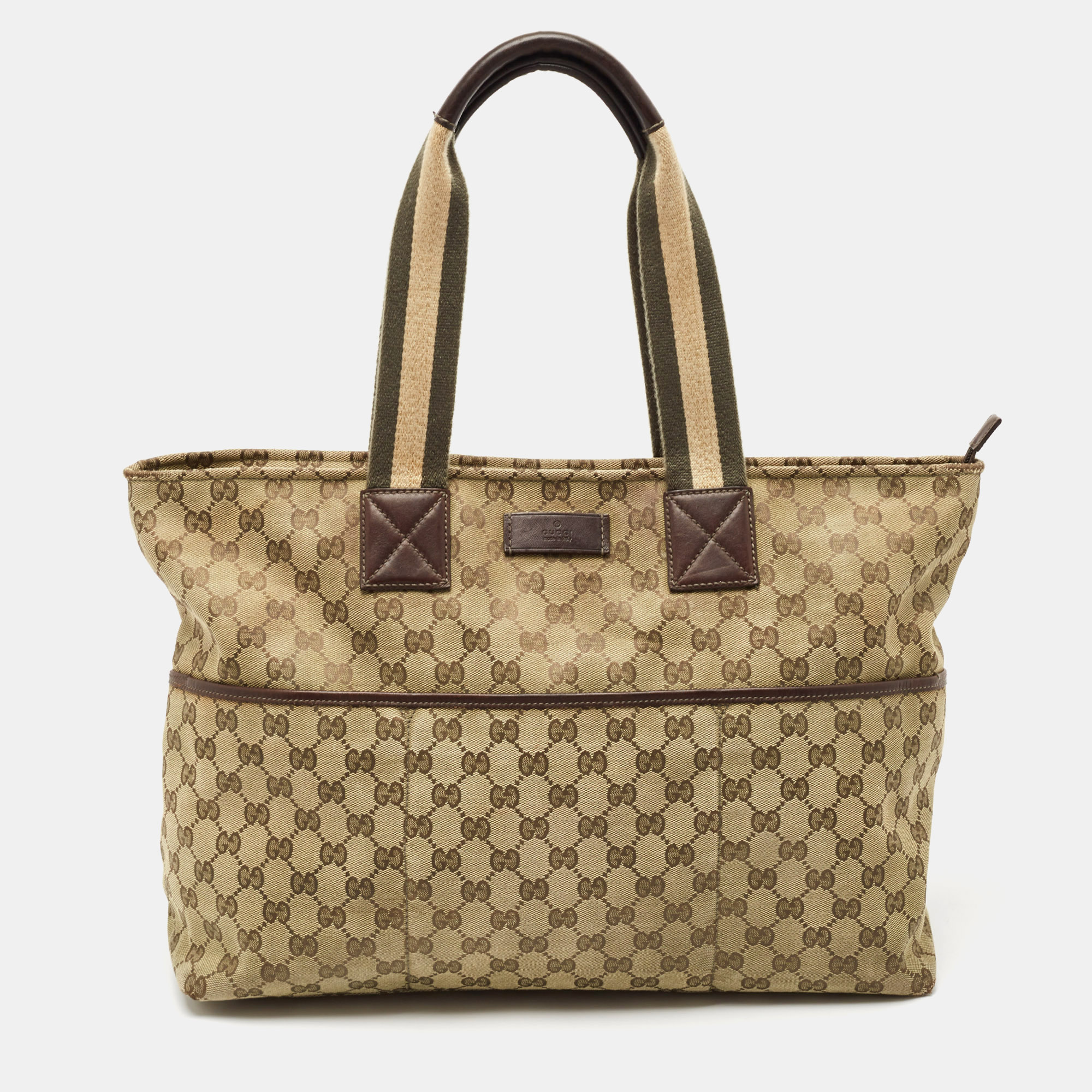 

Gucci Beige/Green GG Canvas and Leather Diaper Tote