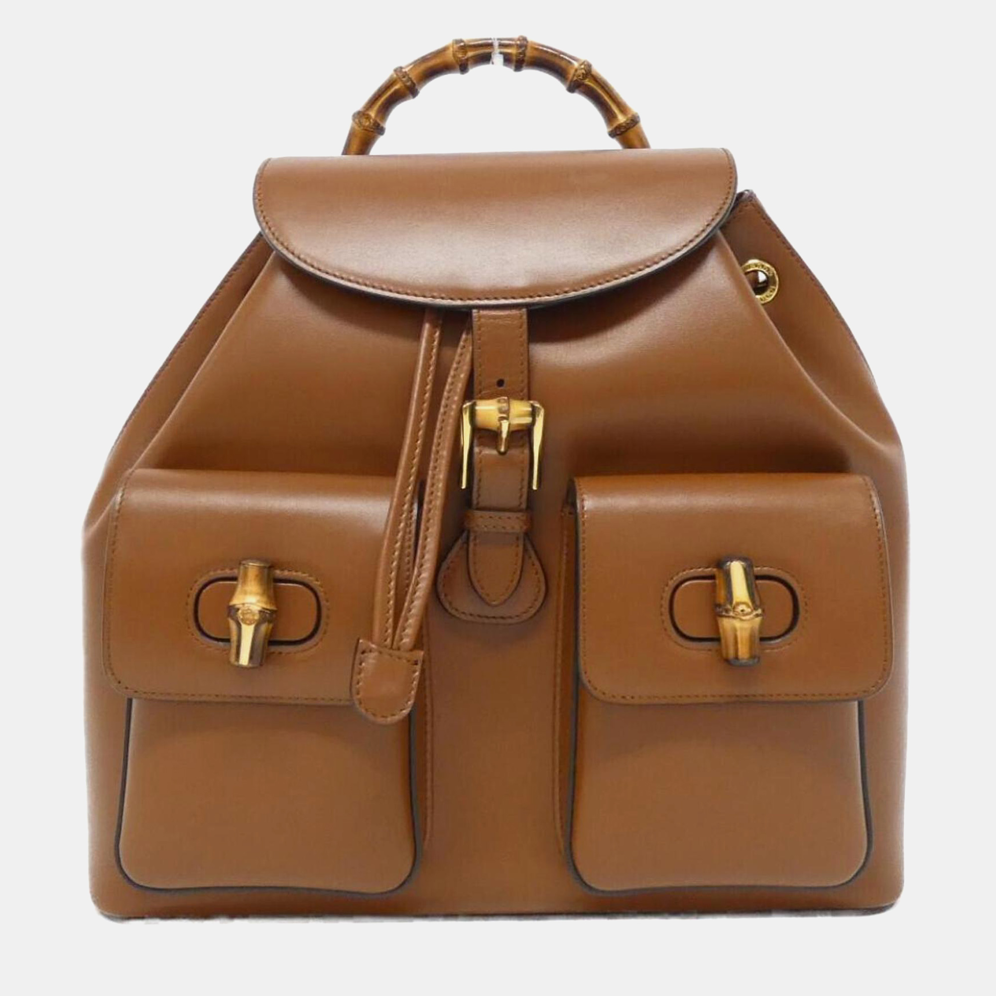 

Gucci Brown Leather Bamboo Backpack