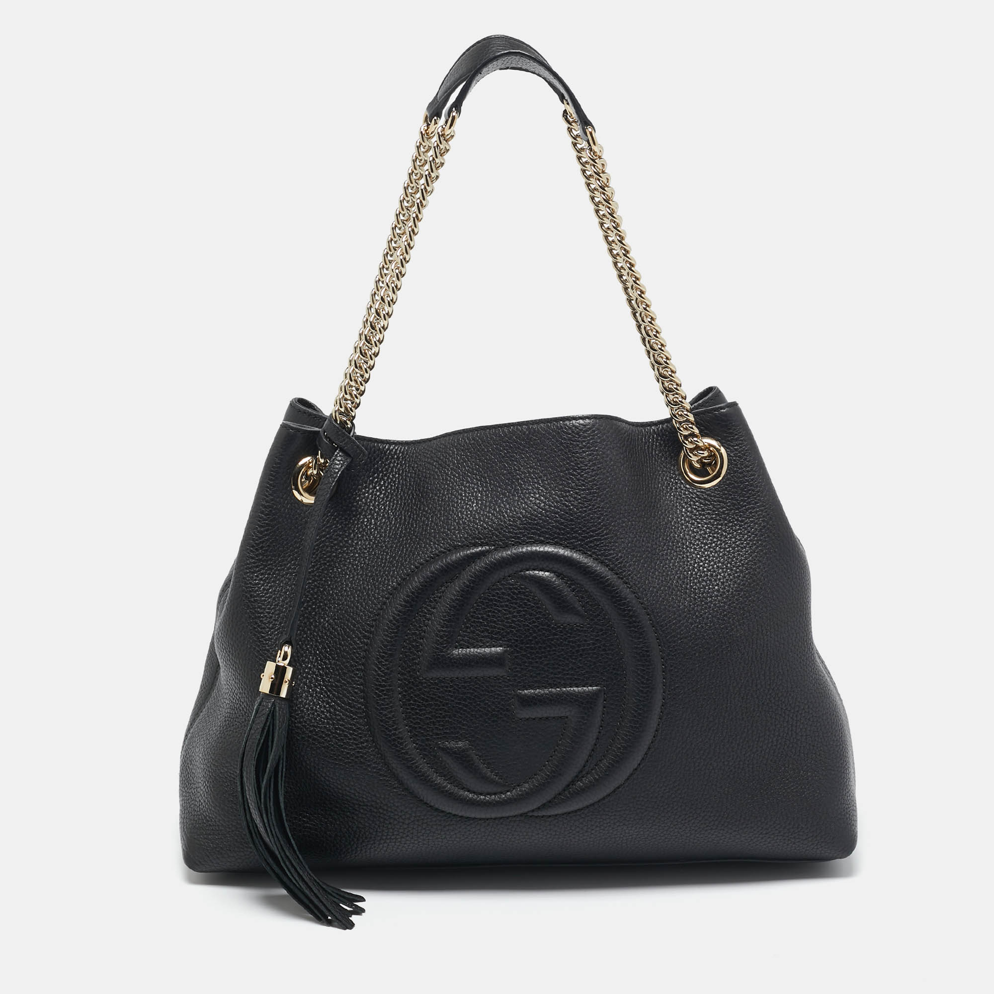 

Gucci Black Leather Medium Soho Chain Tote