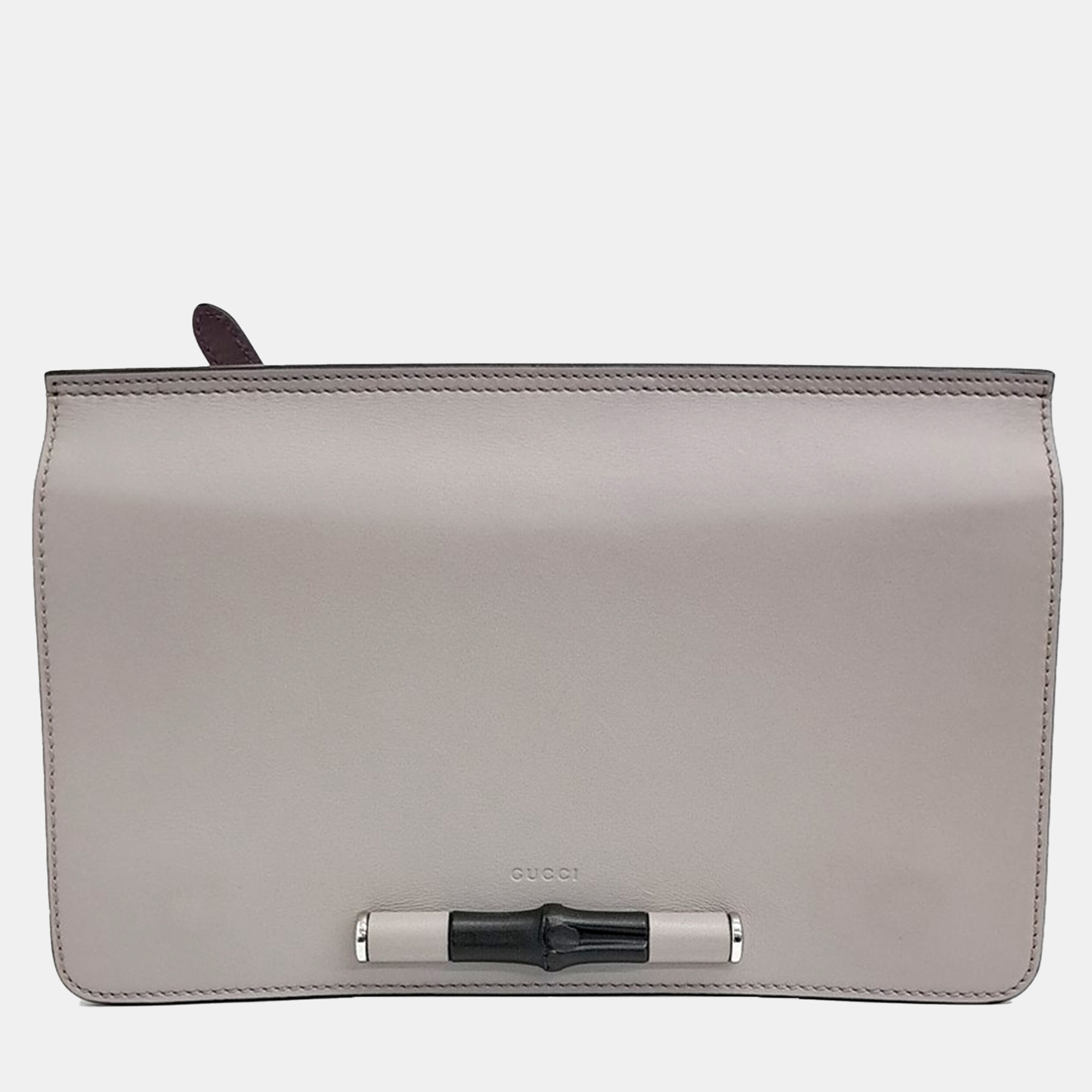 

Gucci Grey Leather bamboo shoulder bag