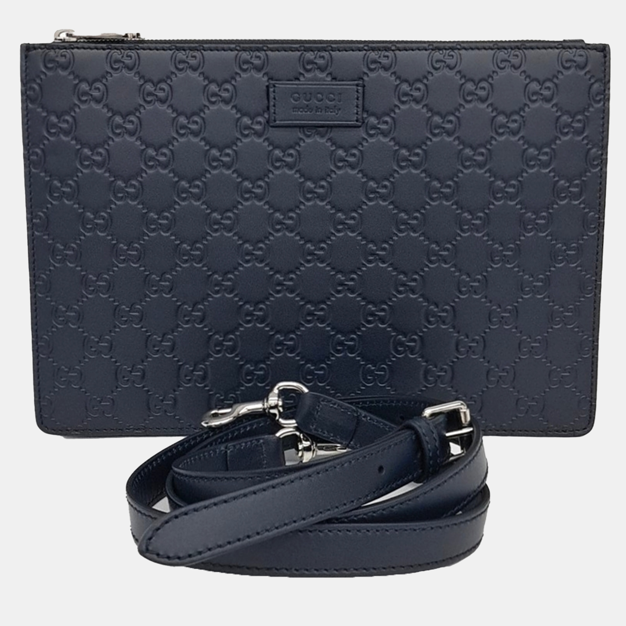 

Gucci Navy Blue Leather clutch and crossbody bag