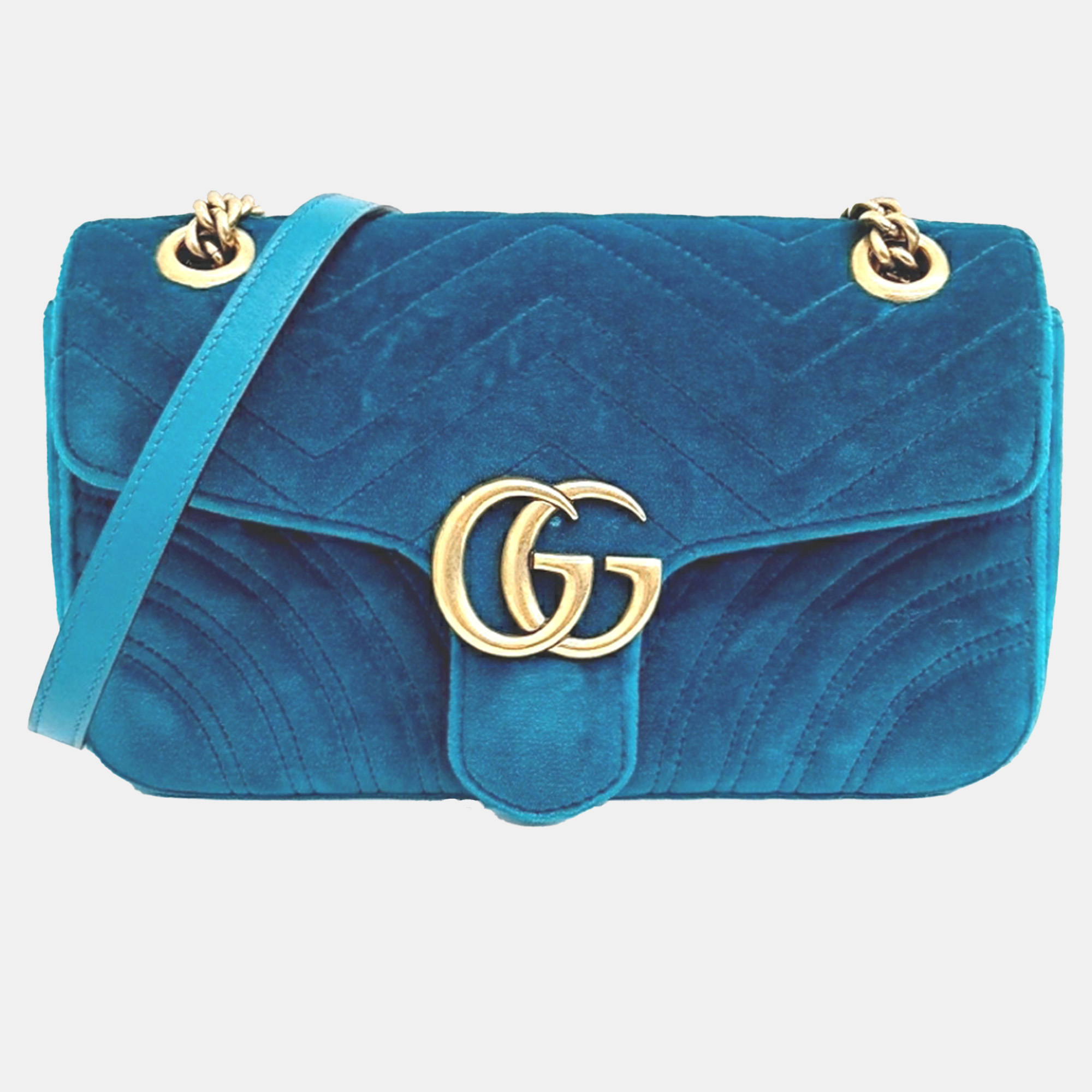 

Gucci Blue Velvet Marmont Matrace Shoulder Bag