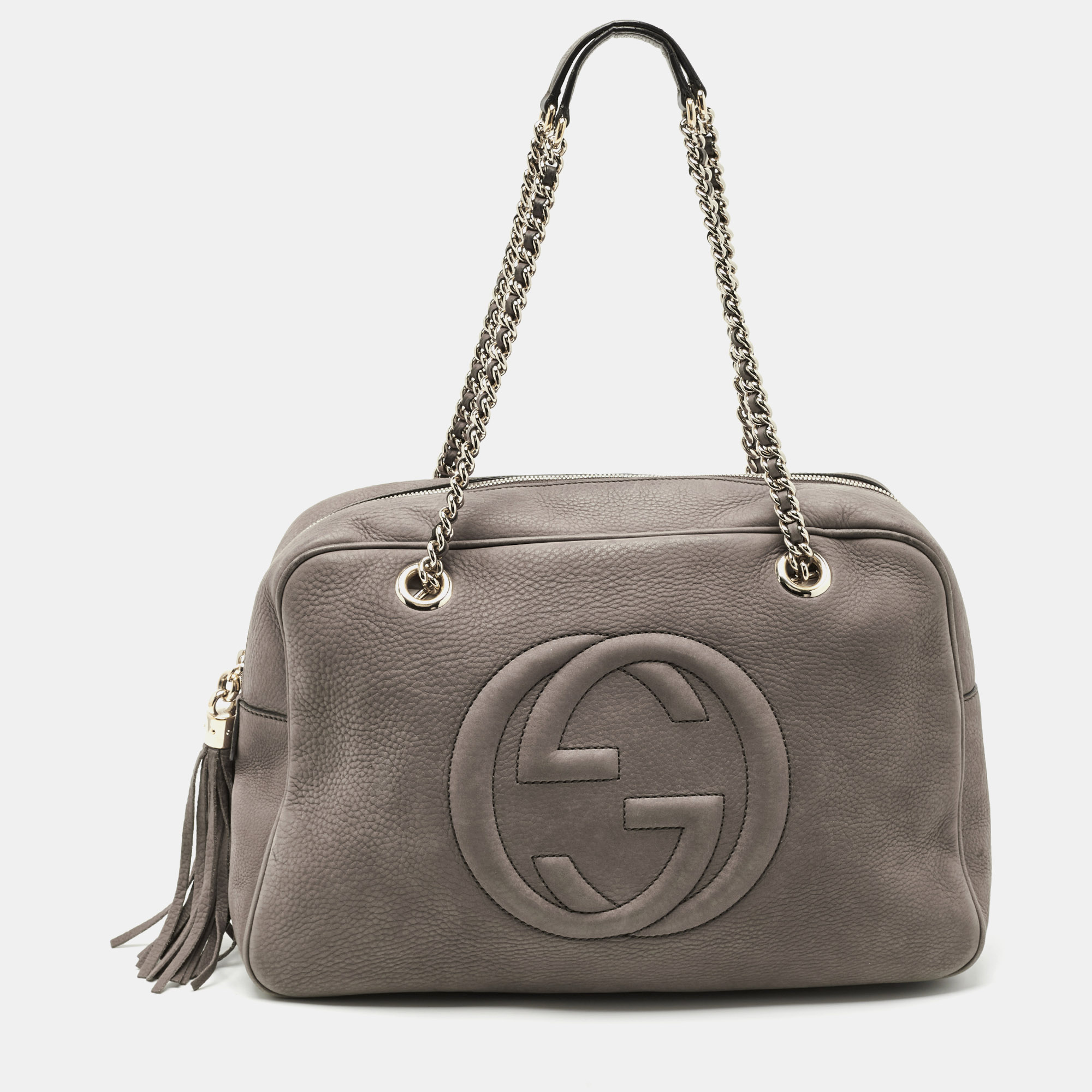 

Gucci Grey Leather Large Soho Chain Bag