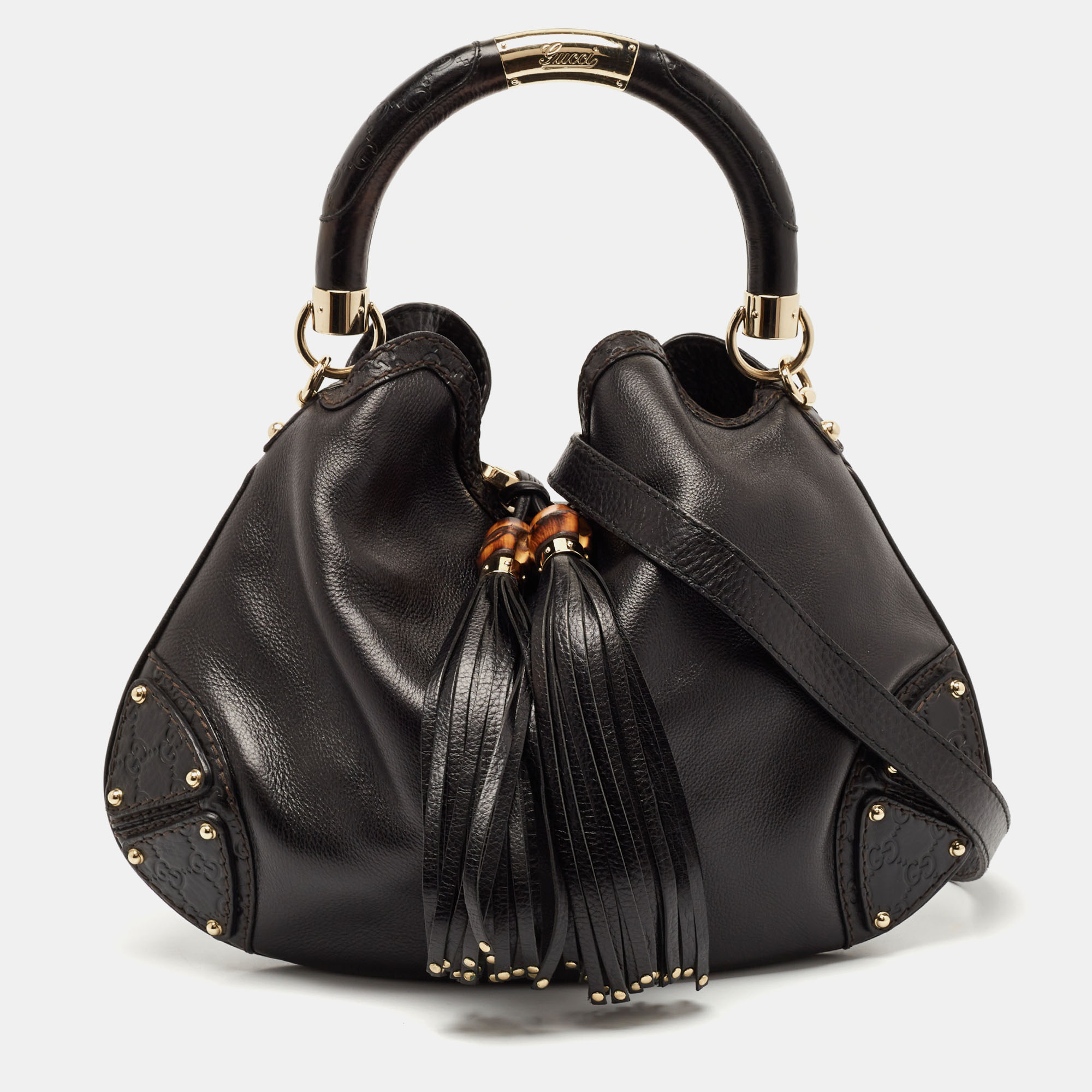 

Gucci Black Guccissima Leather Babouska Indy Hobo