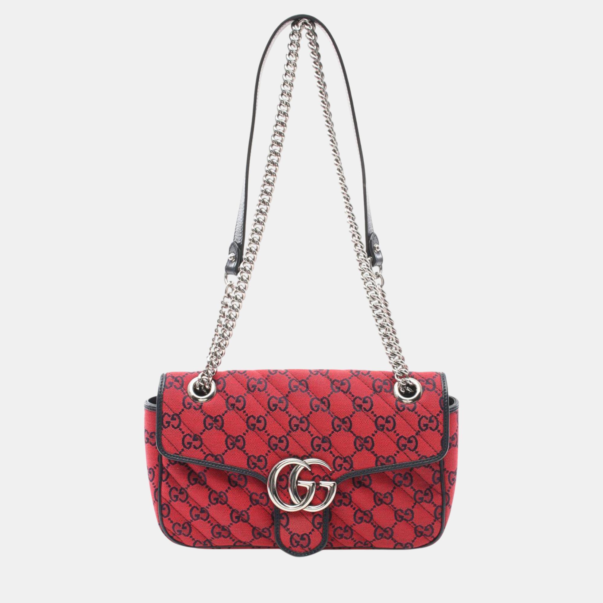 

Gucci Red Small GG Canvas GG Marmont Crossbody