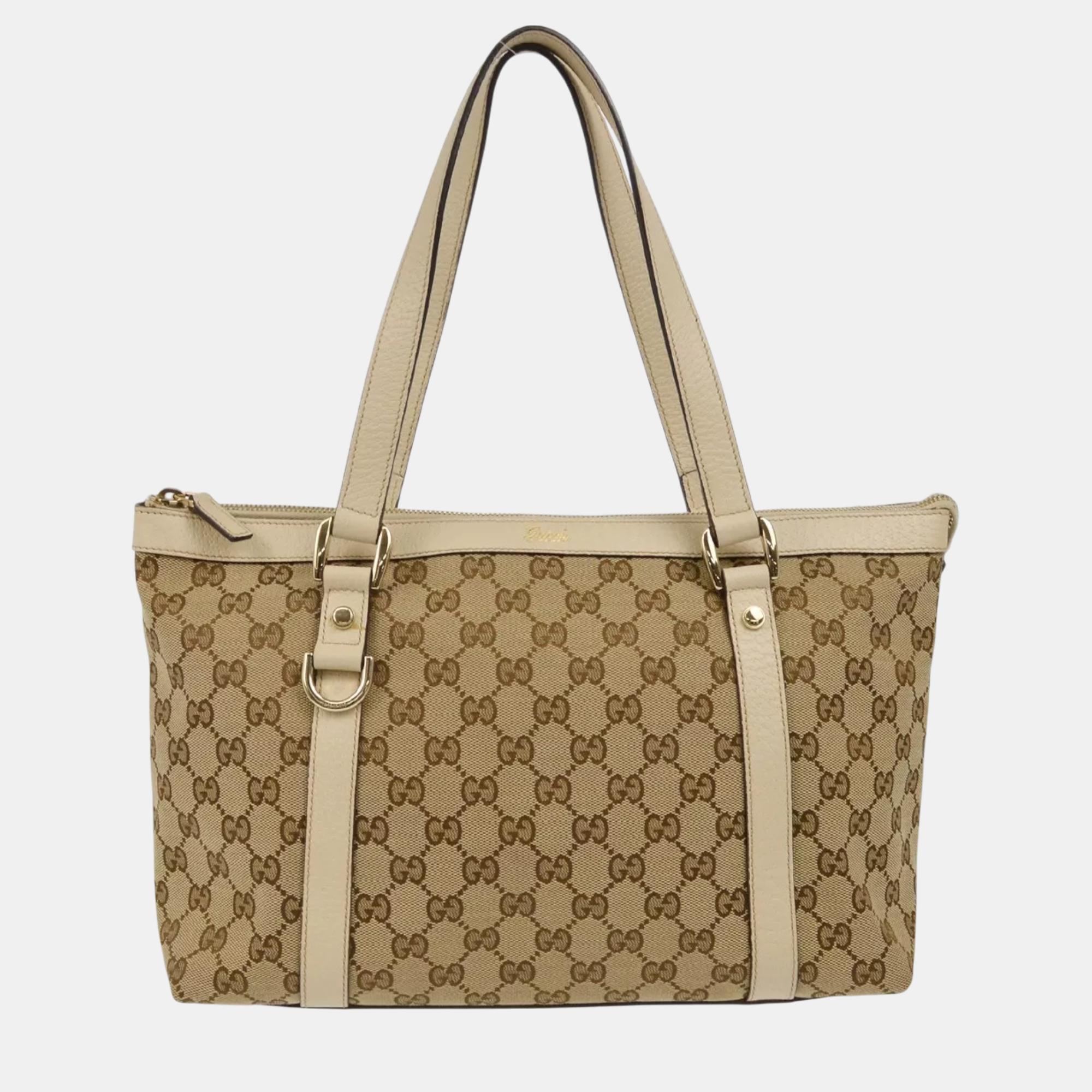 

Gucci Monogram Canvas Medium Abbey Tote Bag, Beige