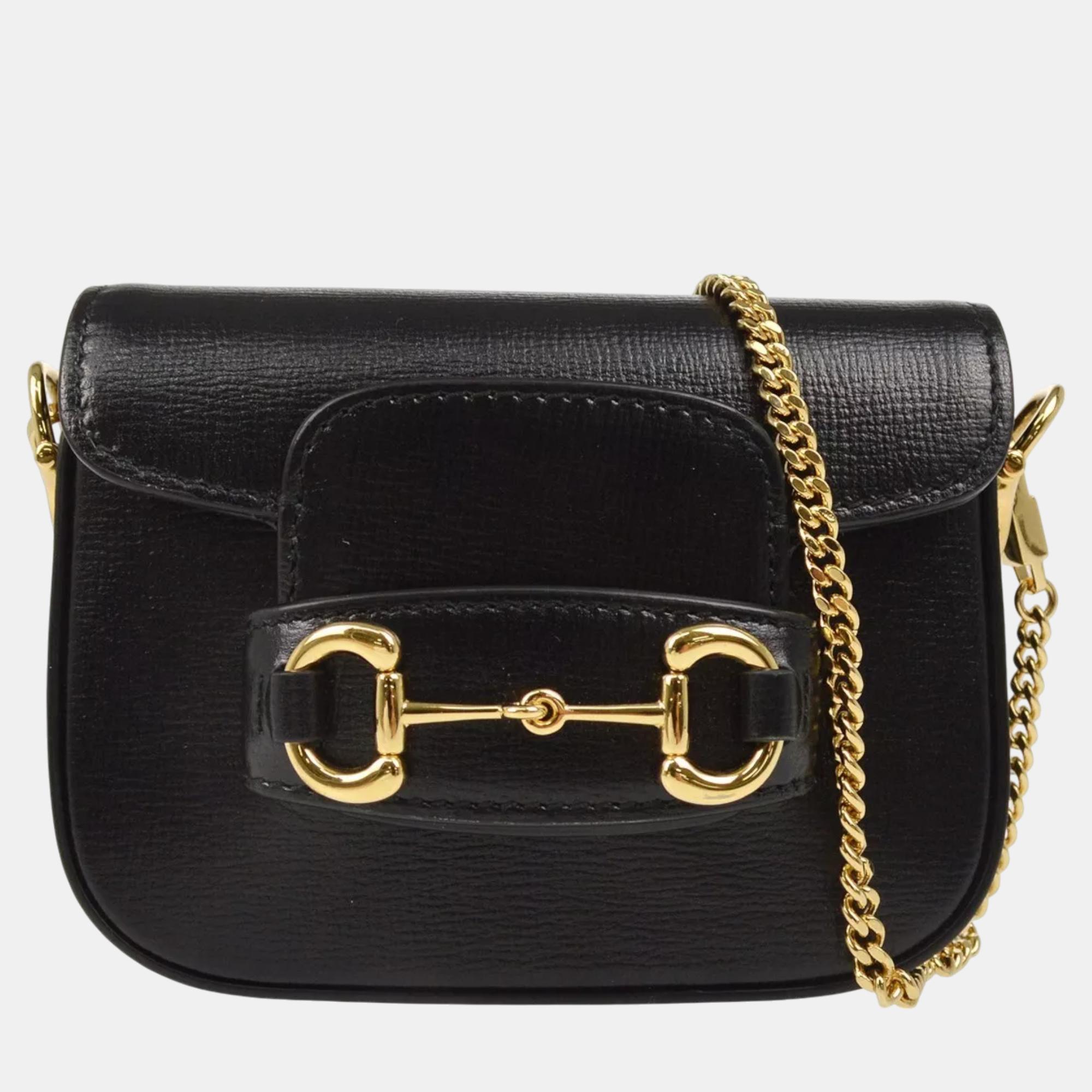 

Gucci Black Leather Horsebit Shoulder Bag