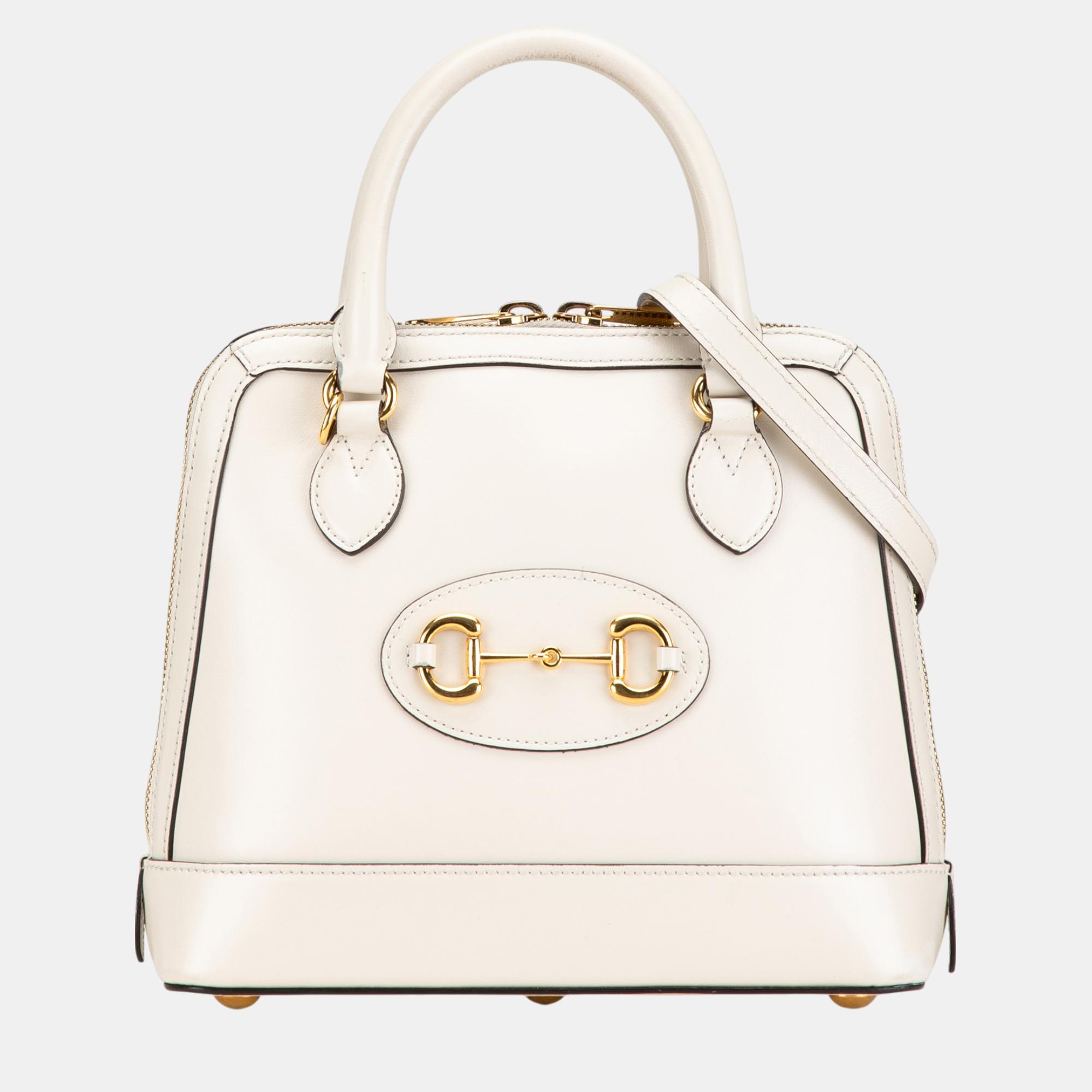 

Gucci White Small Leather Horsebit 1955 Satchel