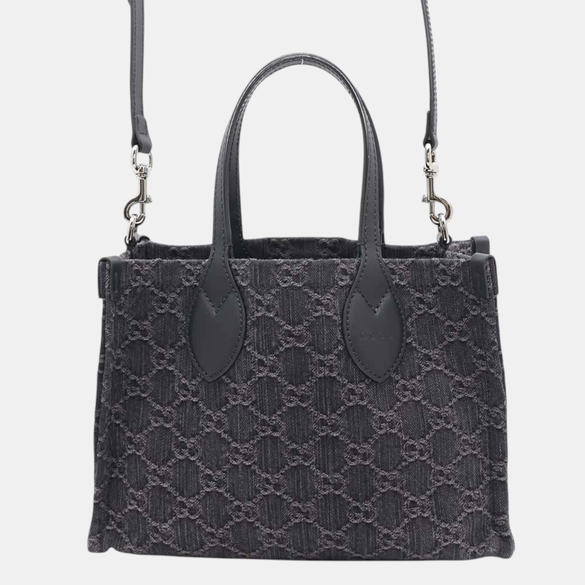 

Gucci Ophidia Medium Tote Black Ggdenim Leather