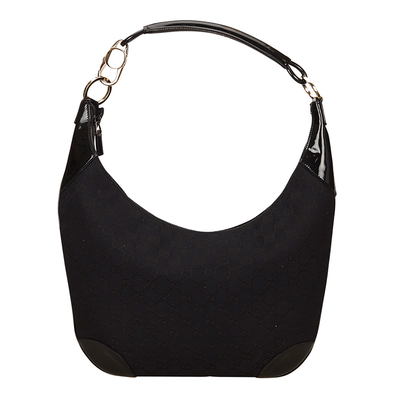 مملوكة مسبقًا Gucci Black GG Canvas/Leather Hobo