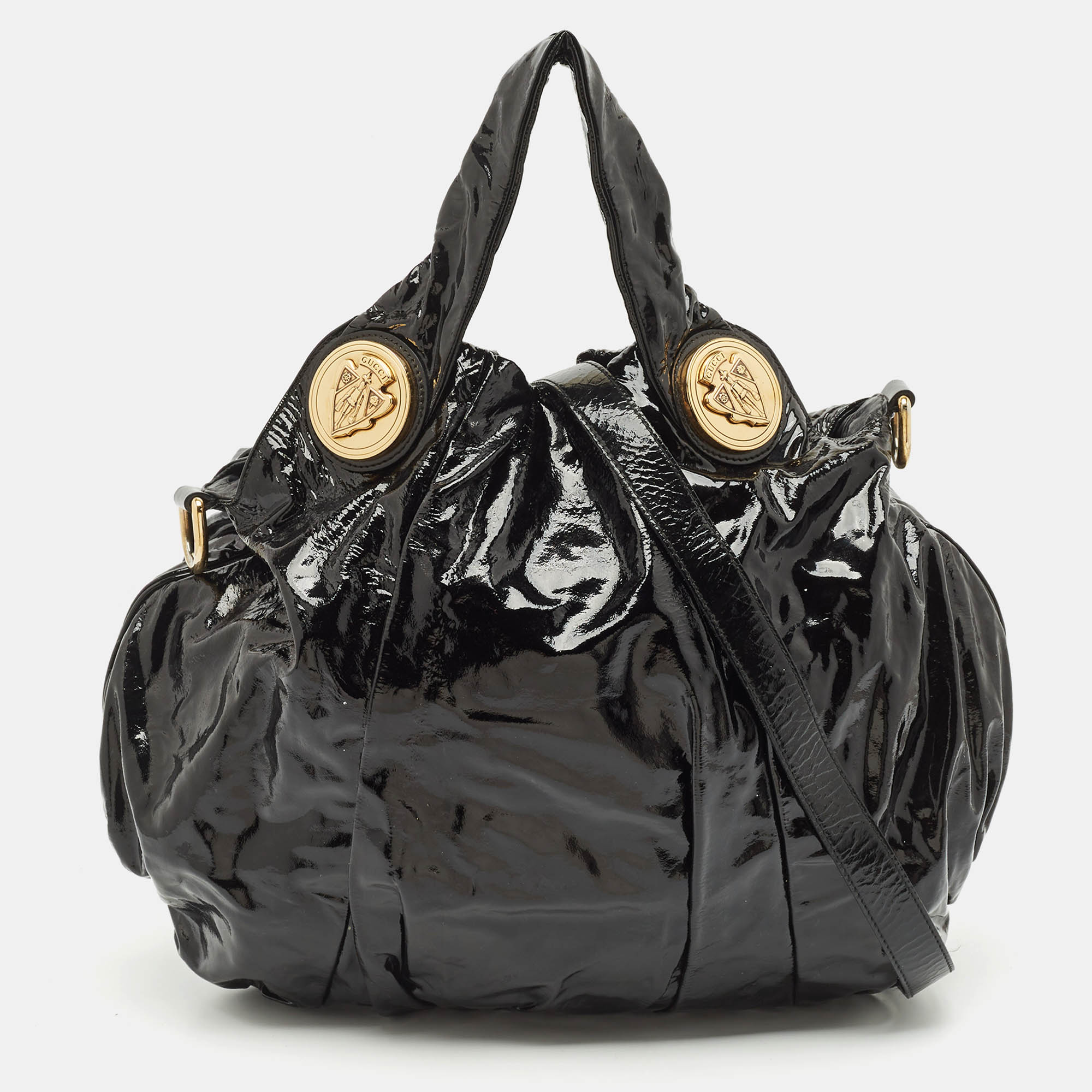 

Gucci Black Patent Leather Large Hysteria Hobo