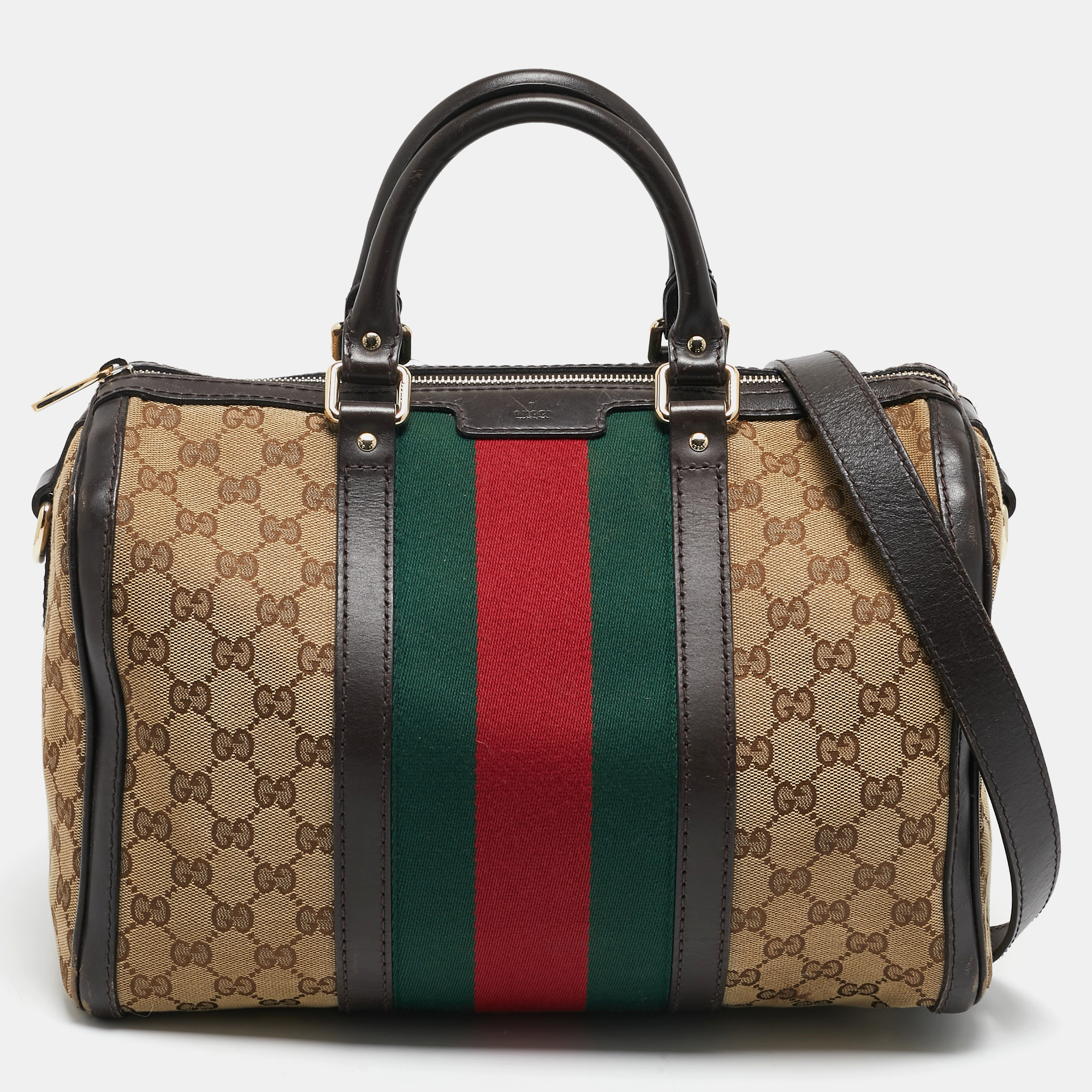 

Gucci Beige/Brown GG Canvas  Vintage Web Boston Bag